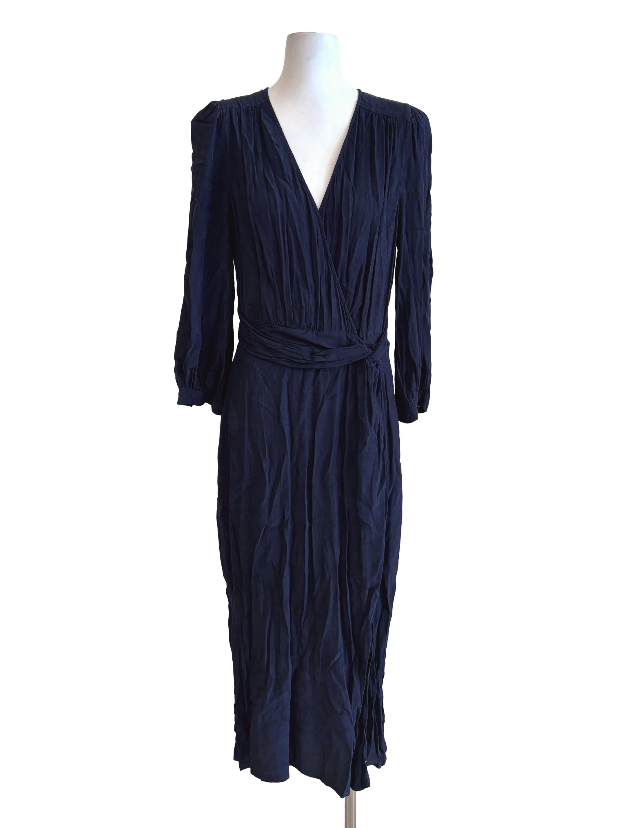 Navy Blue Long Sleeveless Cotton Dress