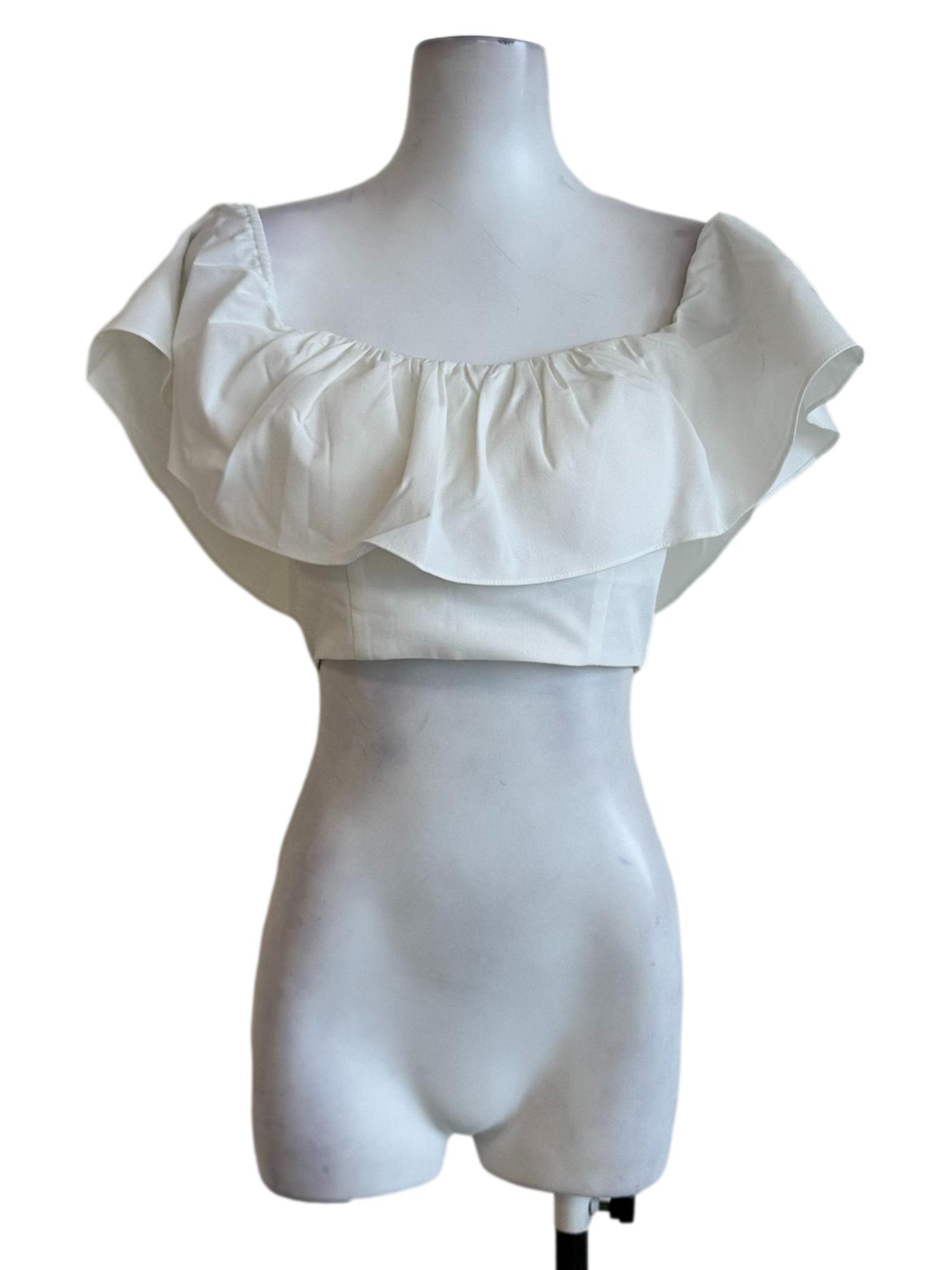 Daisy White Padded Off Shoulder Crop Top