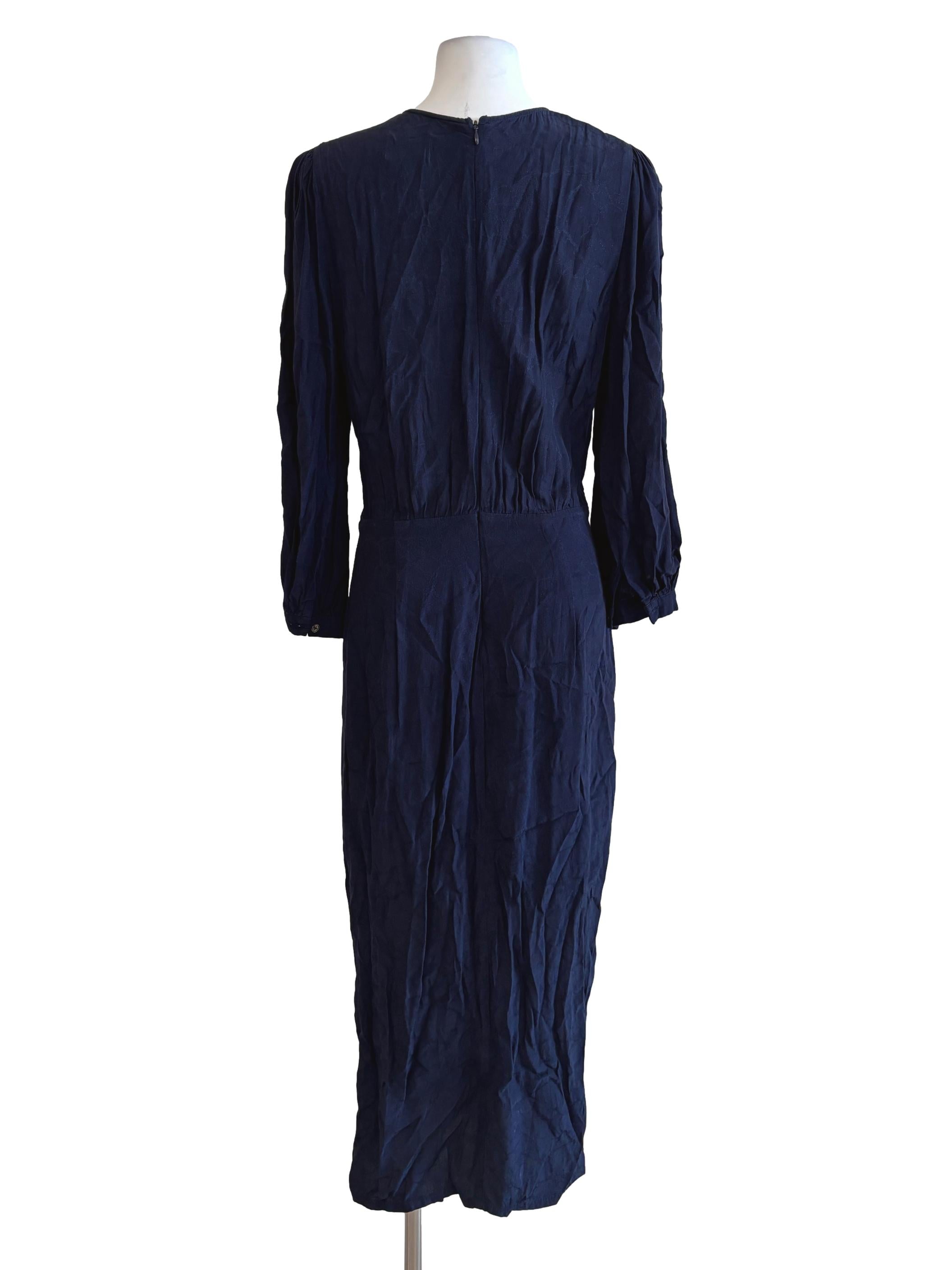 Navy Blue Long Sleeveless Cotton Dress