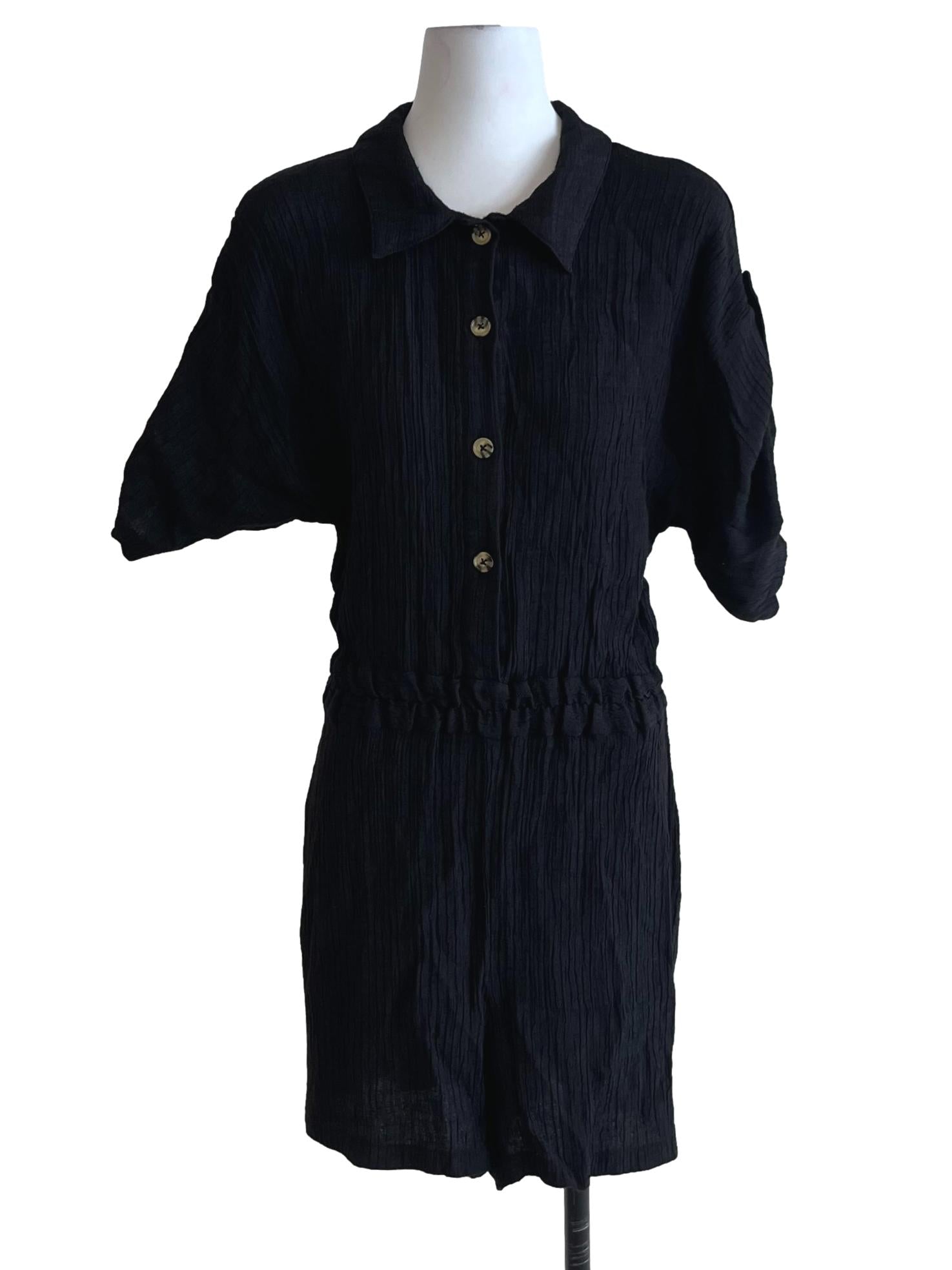 Black Wing Collar Romper