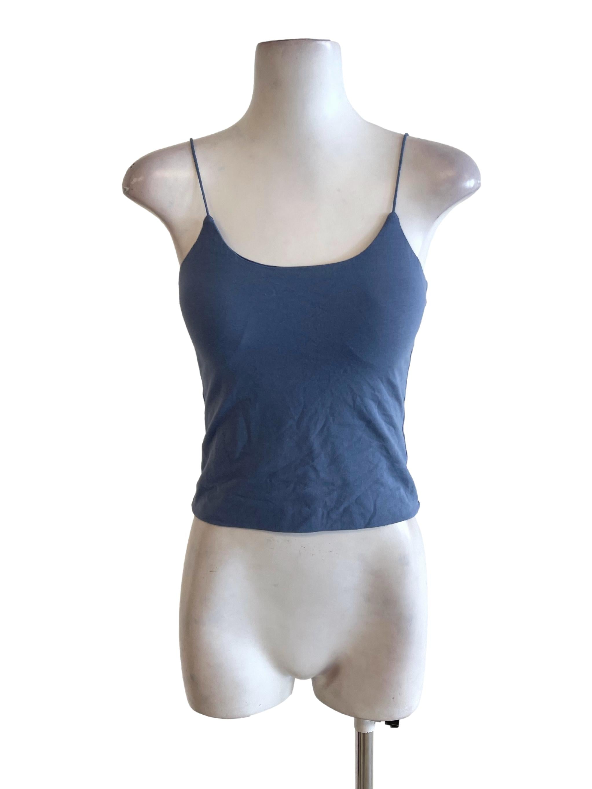 Blue Stone Spaghetti Strap Fitted Top