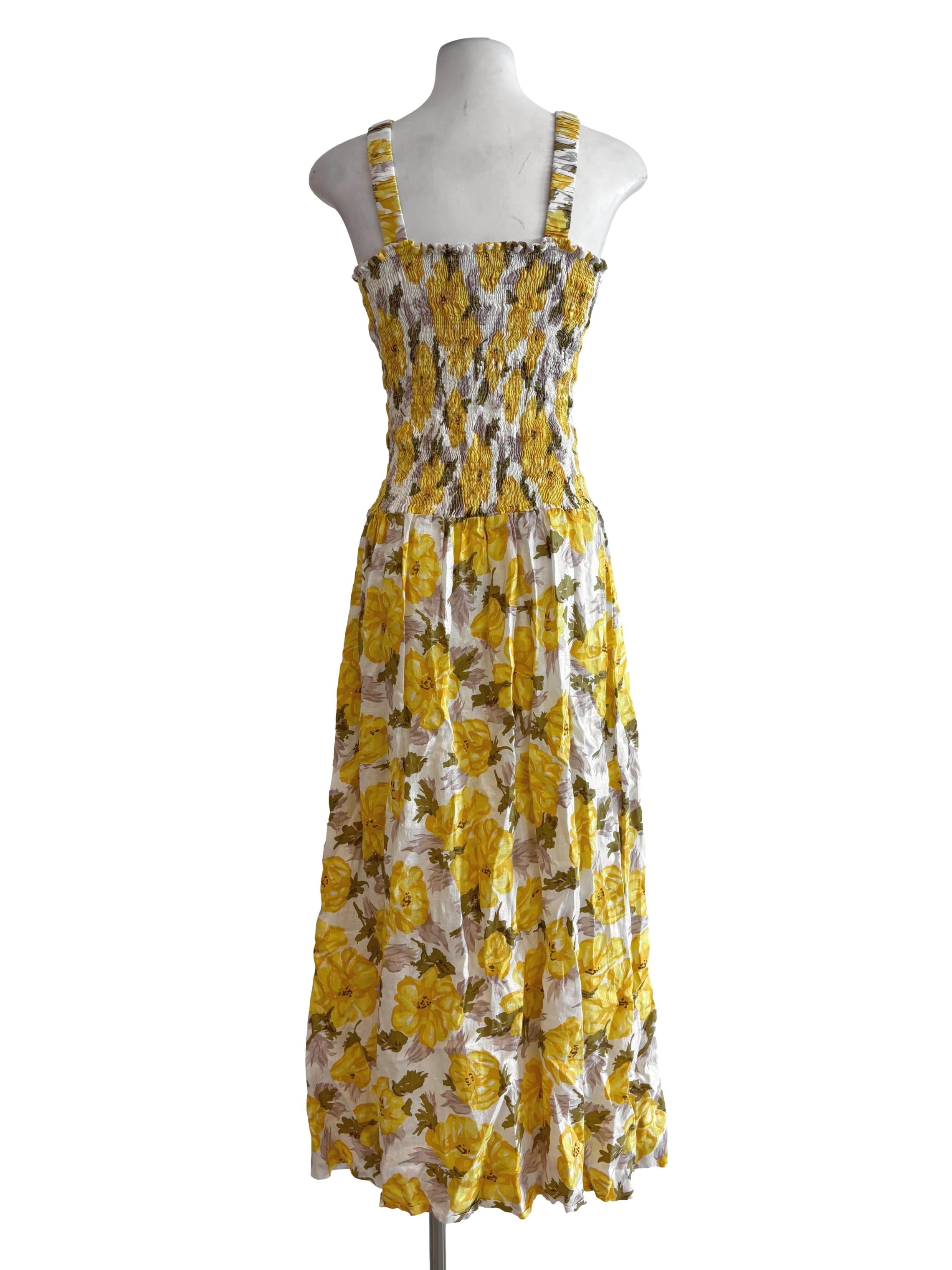 Honey Yellow Floral Smocked Dress