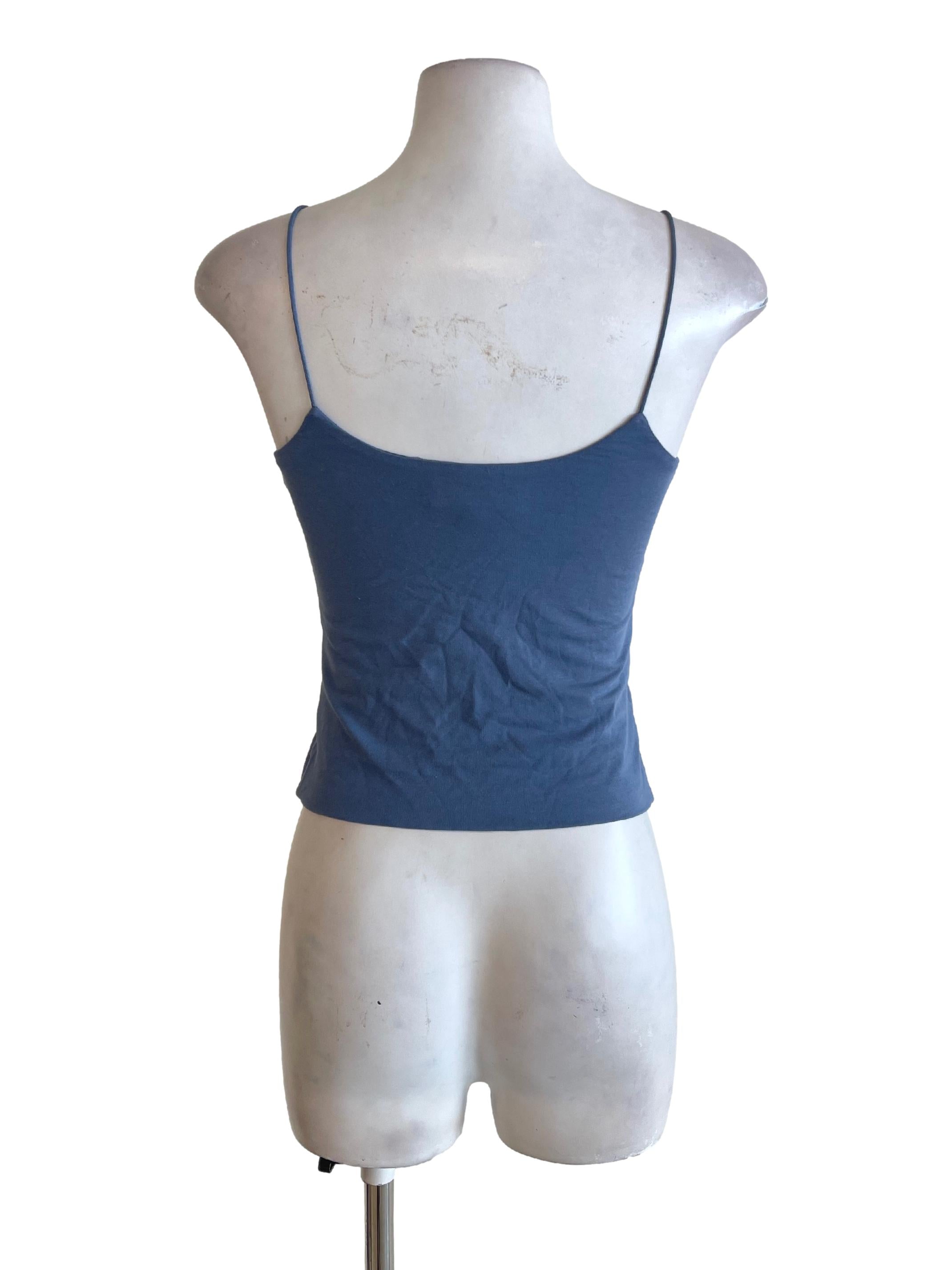 Blue Stone Spaghetti Strap Fitted Top