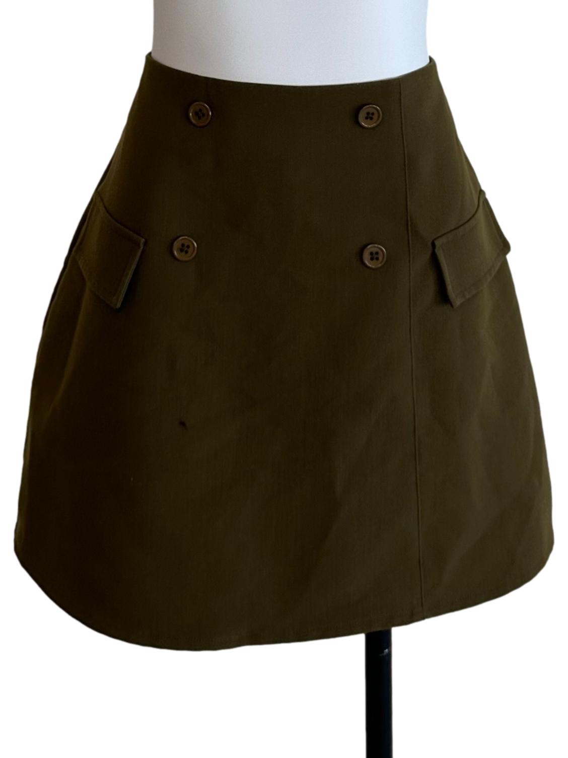 Moss Green Button High Waist Skorts