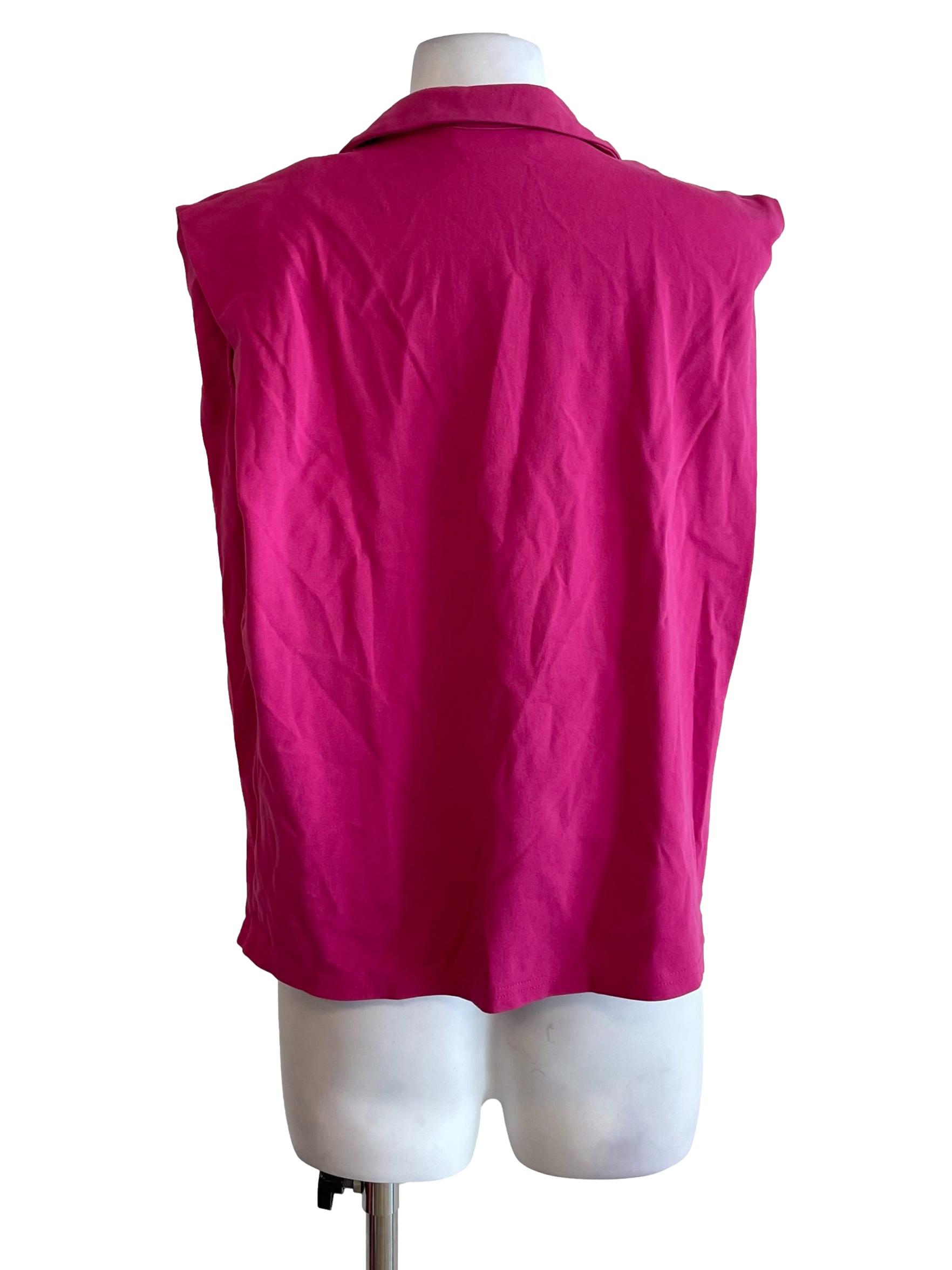 Fuschia Pink Sleeveless Polo Top