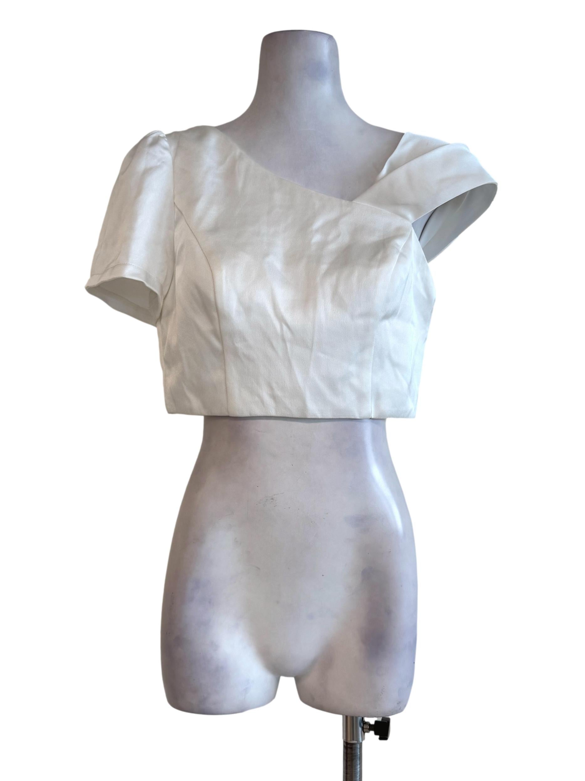 Pearl White Asymmetric Top