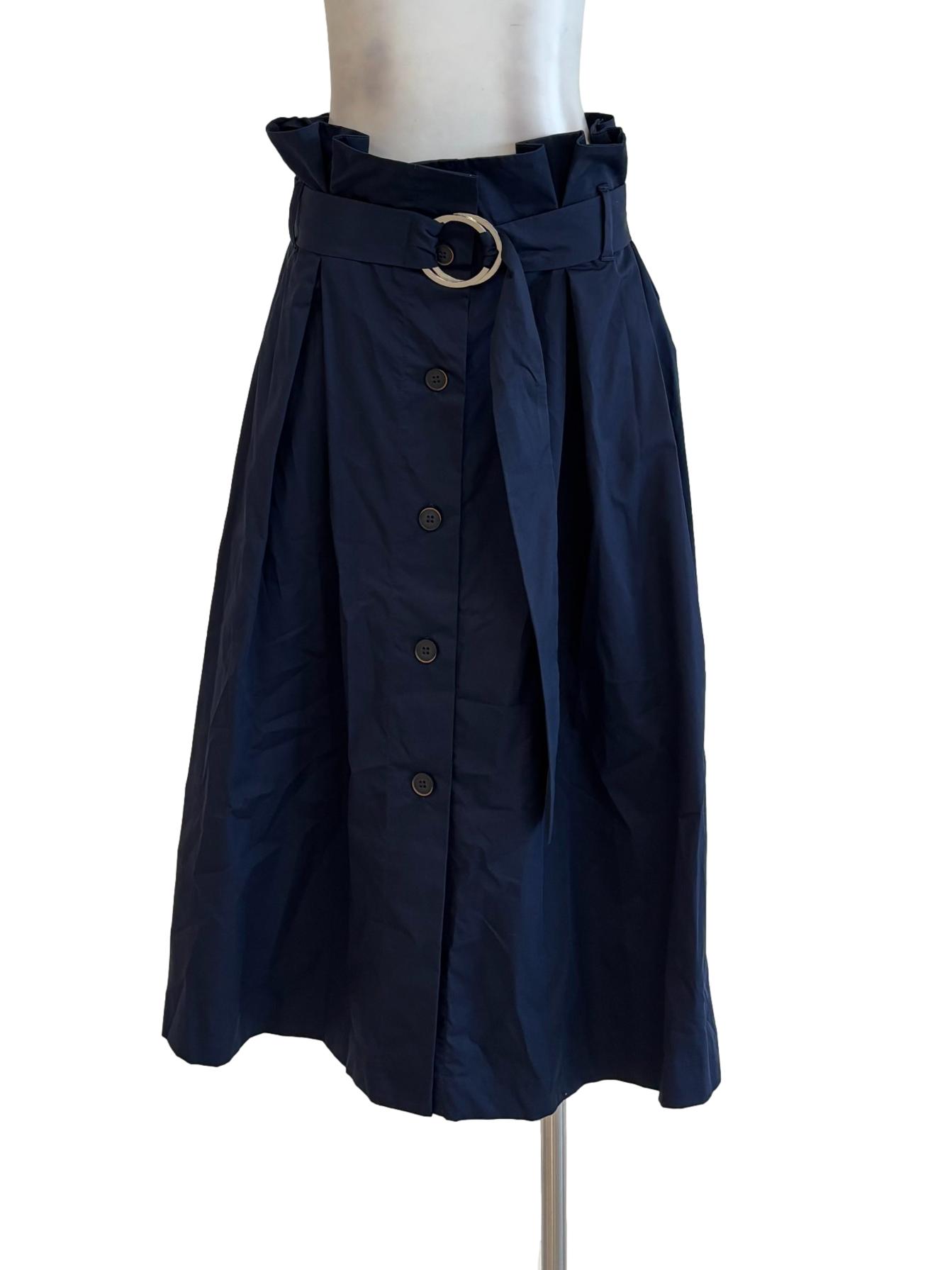 Midnight Blue Buttoned Cotton Skirt