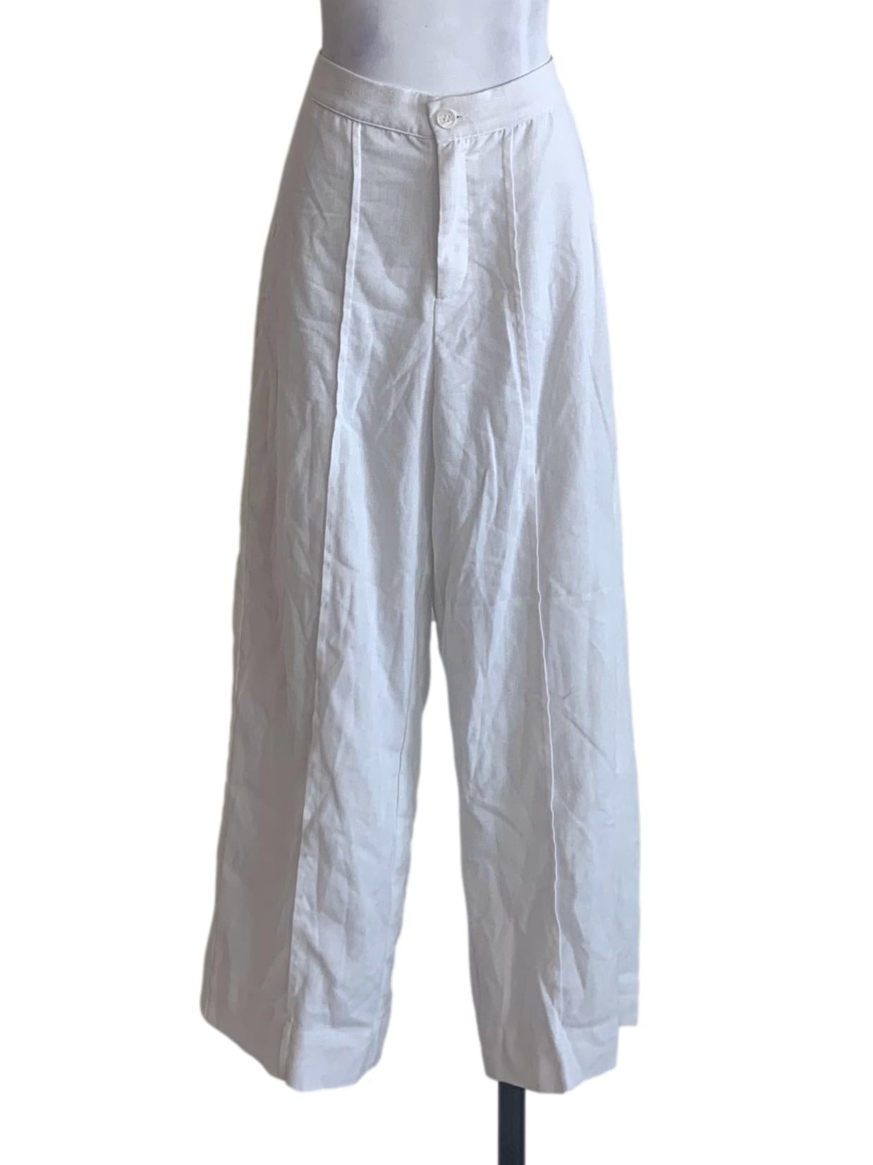 White Cotton Wide Leg Pant TWL