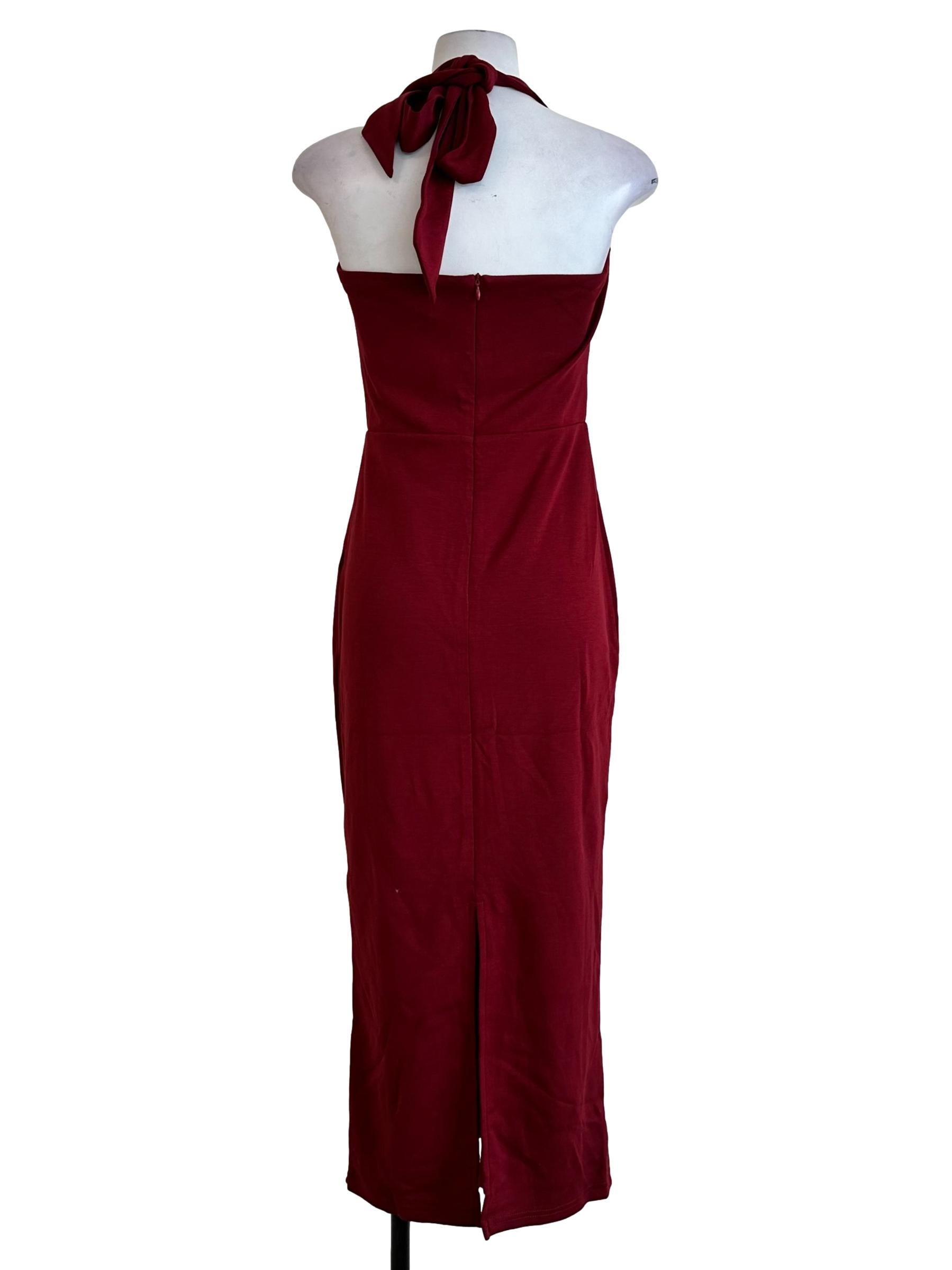 Cherry Red Padded Halter Dress