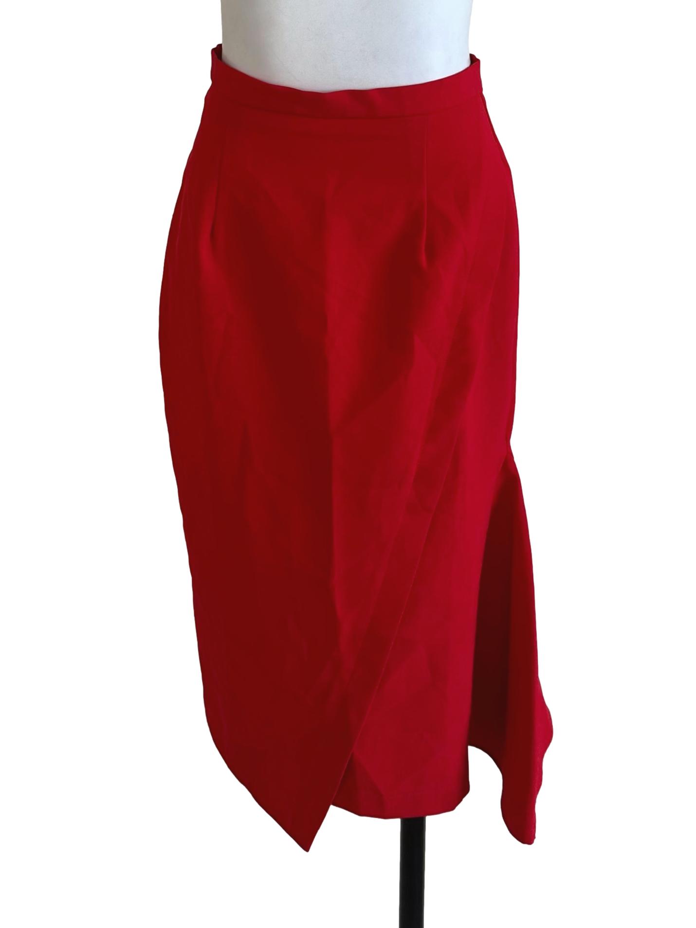 Sashay Red Plain Slit Skirt LB