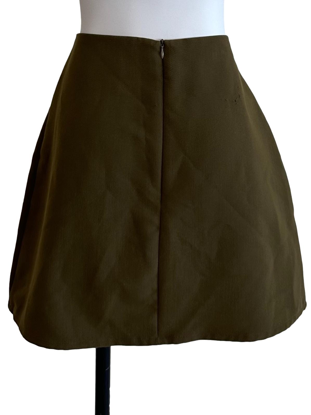 Moss Green Button High Waist Skorts