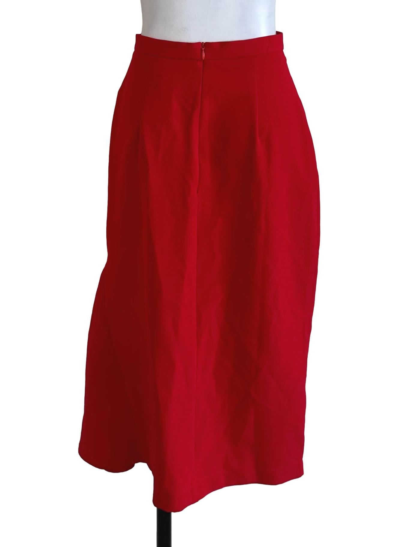 Sashay Red Plain Slit Skirt LB