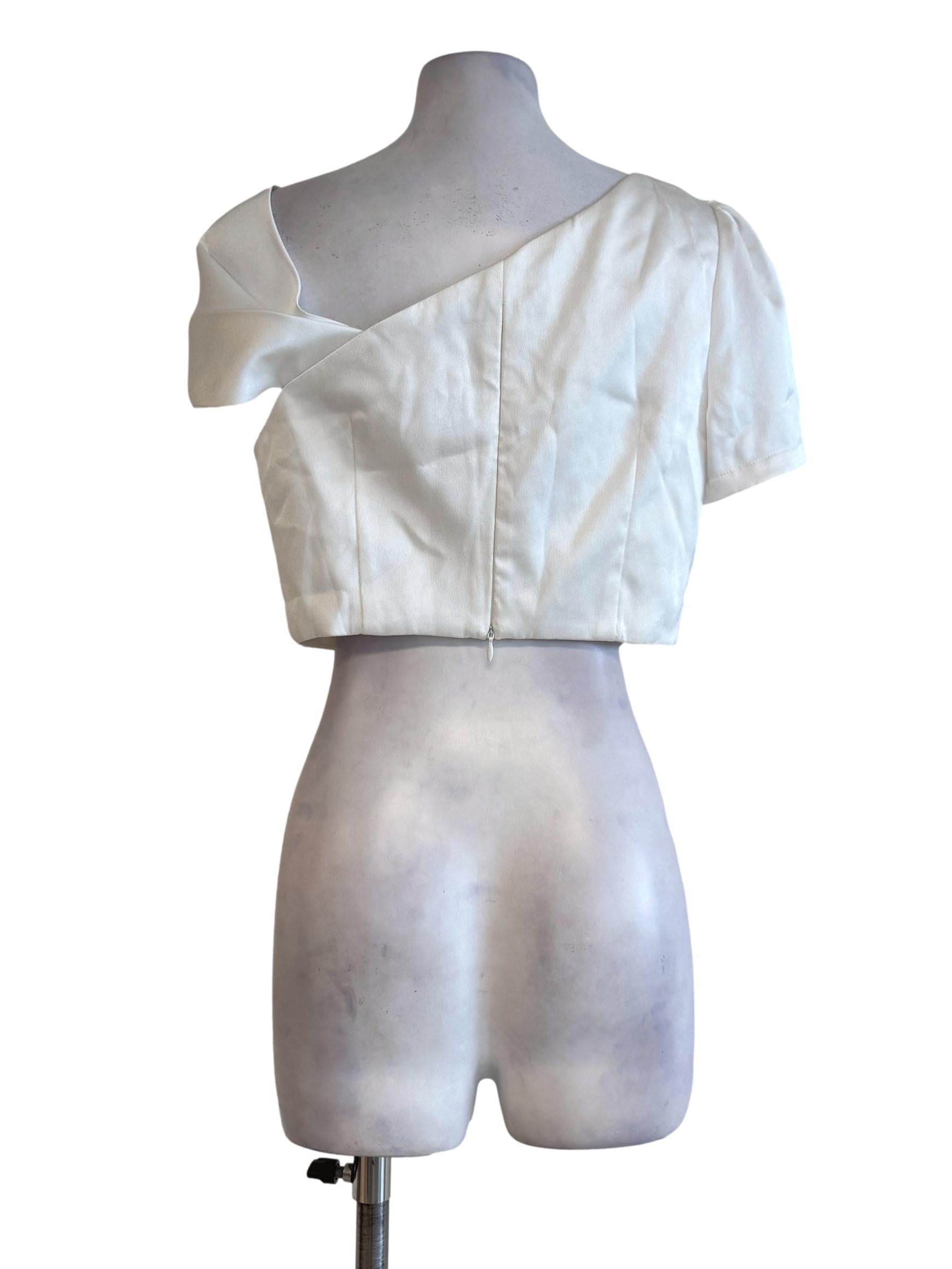 Pearl White Asymmetric Top