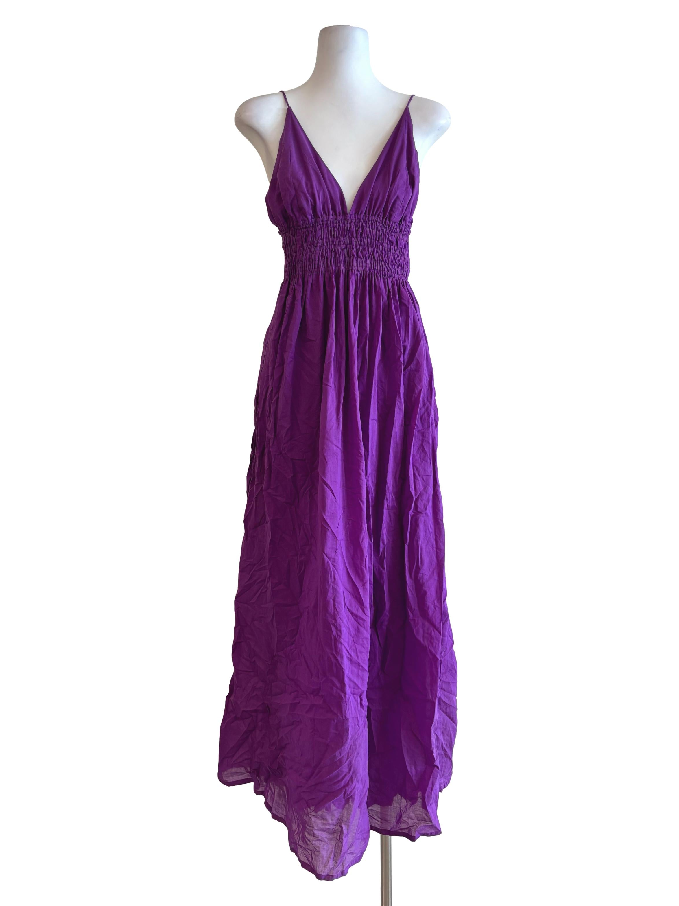 Orchid Purple Cotton Smock Waist Dress