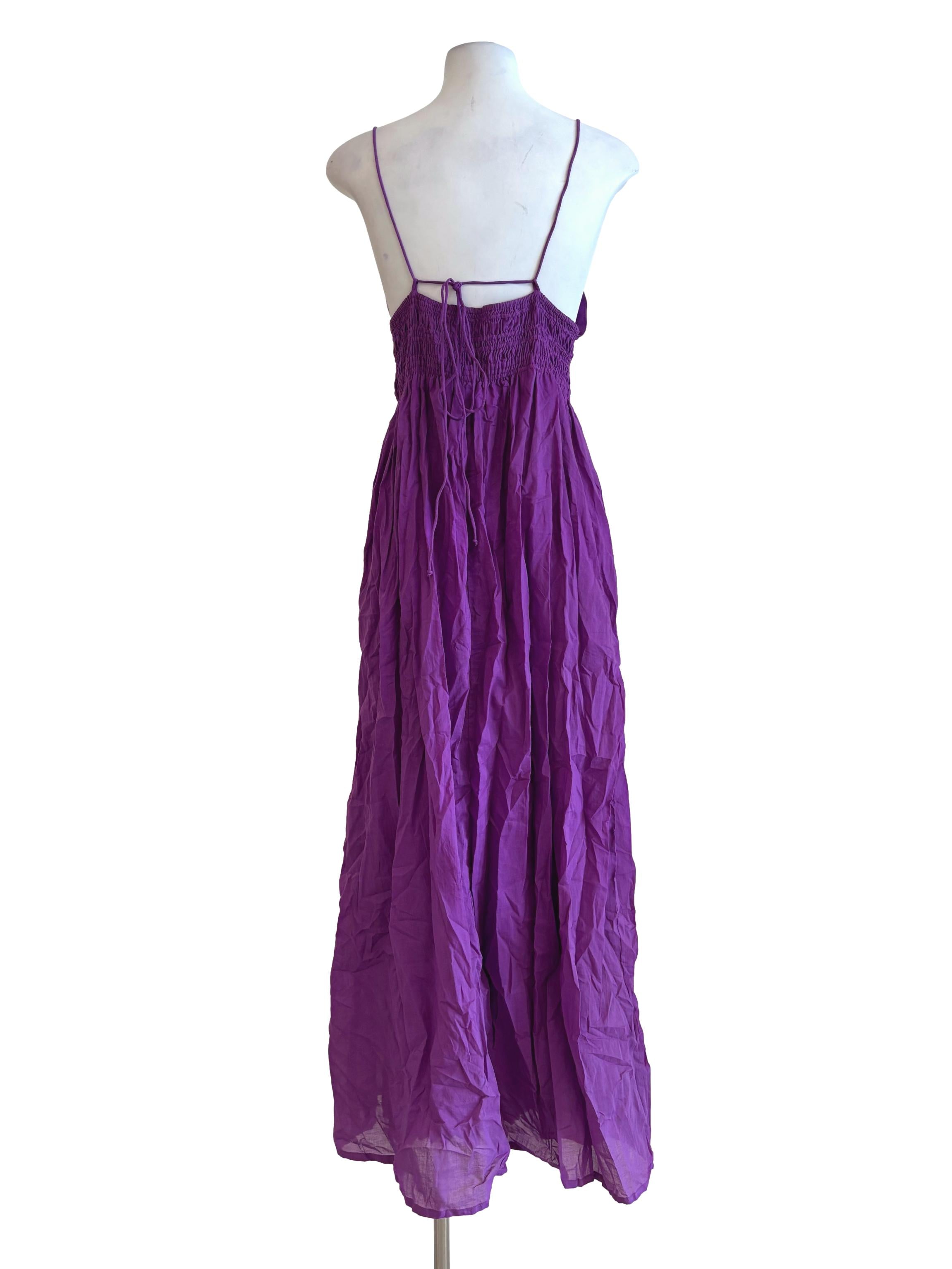 Orchid Purple Cotton Smock Waist Dress