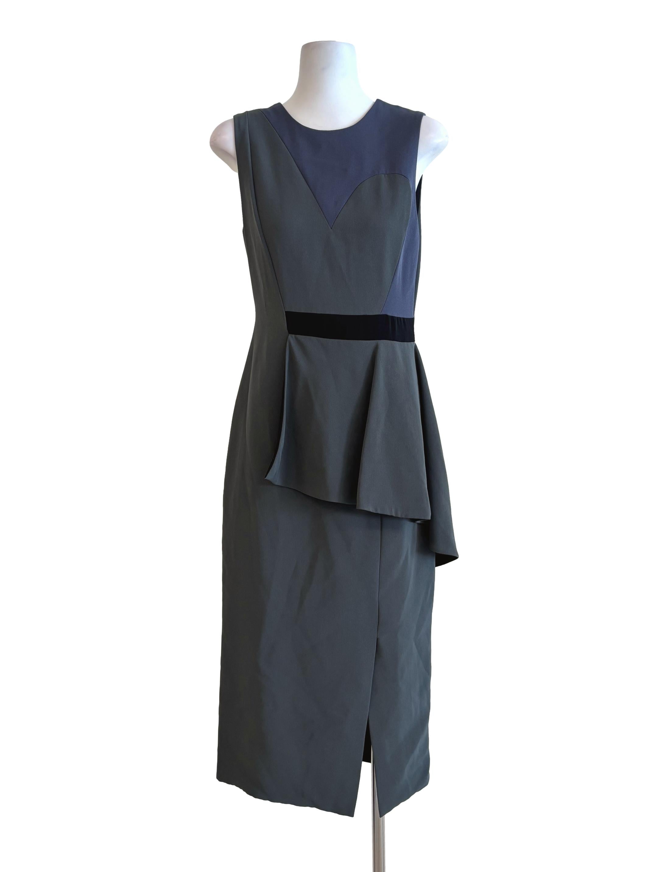 Charcoal Grey Sleeveless Peplum Dress