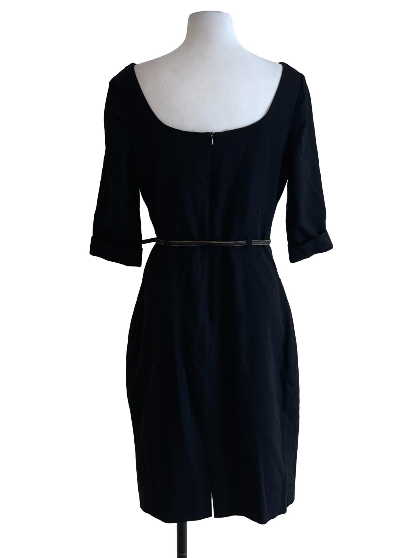 Black Asymmetrical Neckline Empire Dress