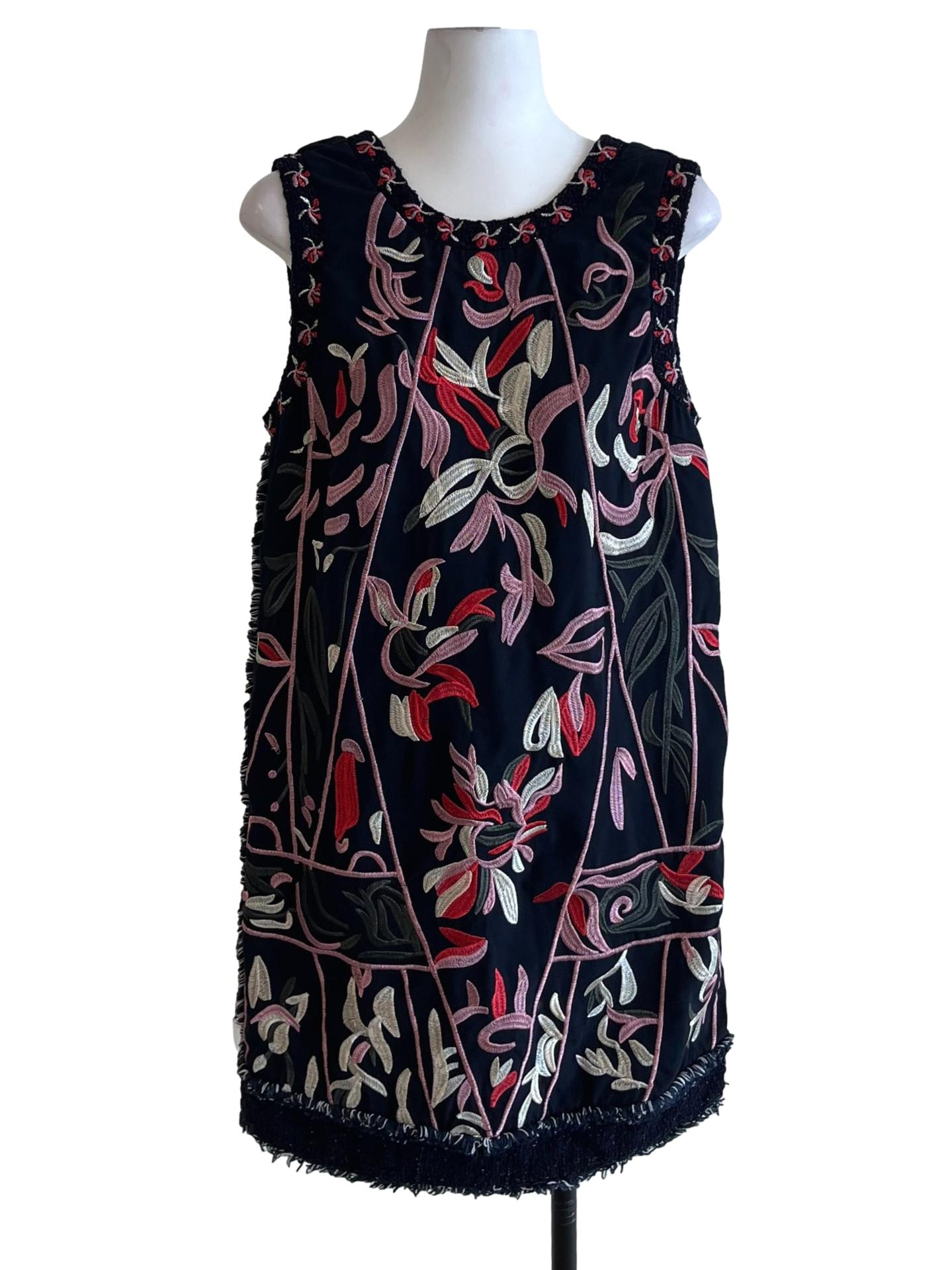 Navy Blue Floral Shift Dress