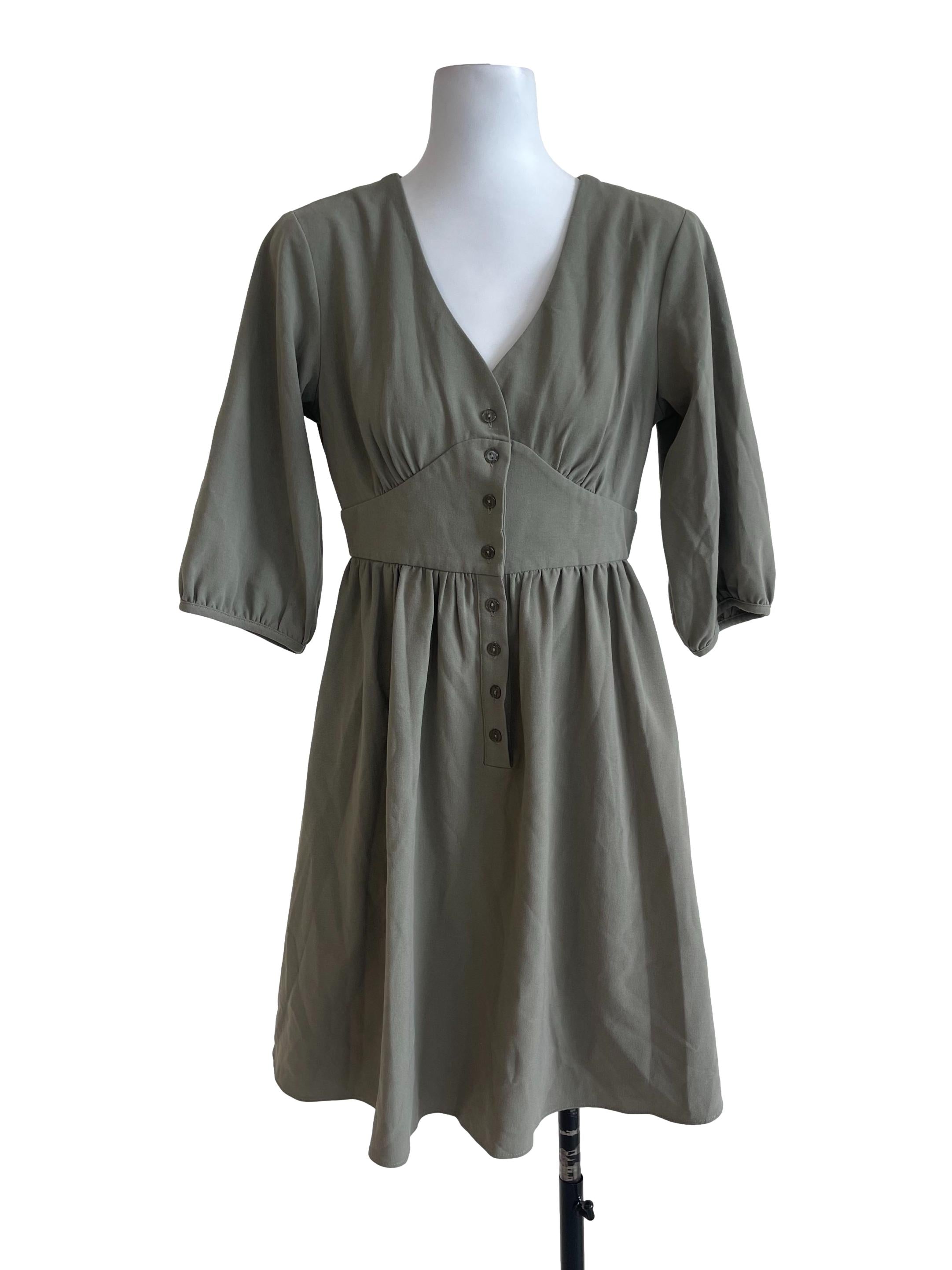 Dusty Green Button Dress