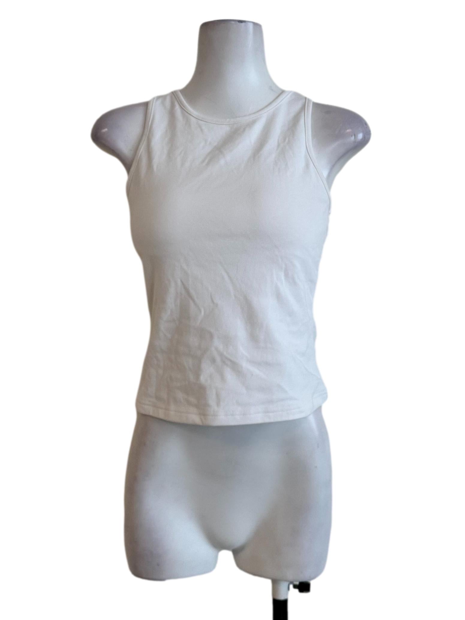 Porcelain White Padded Jewel Neck Sleeveless Top