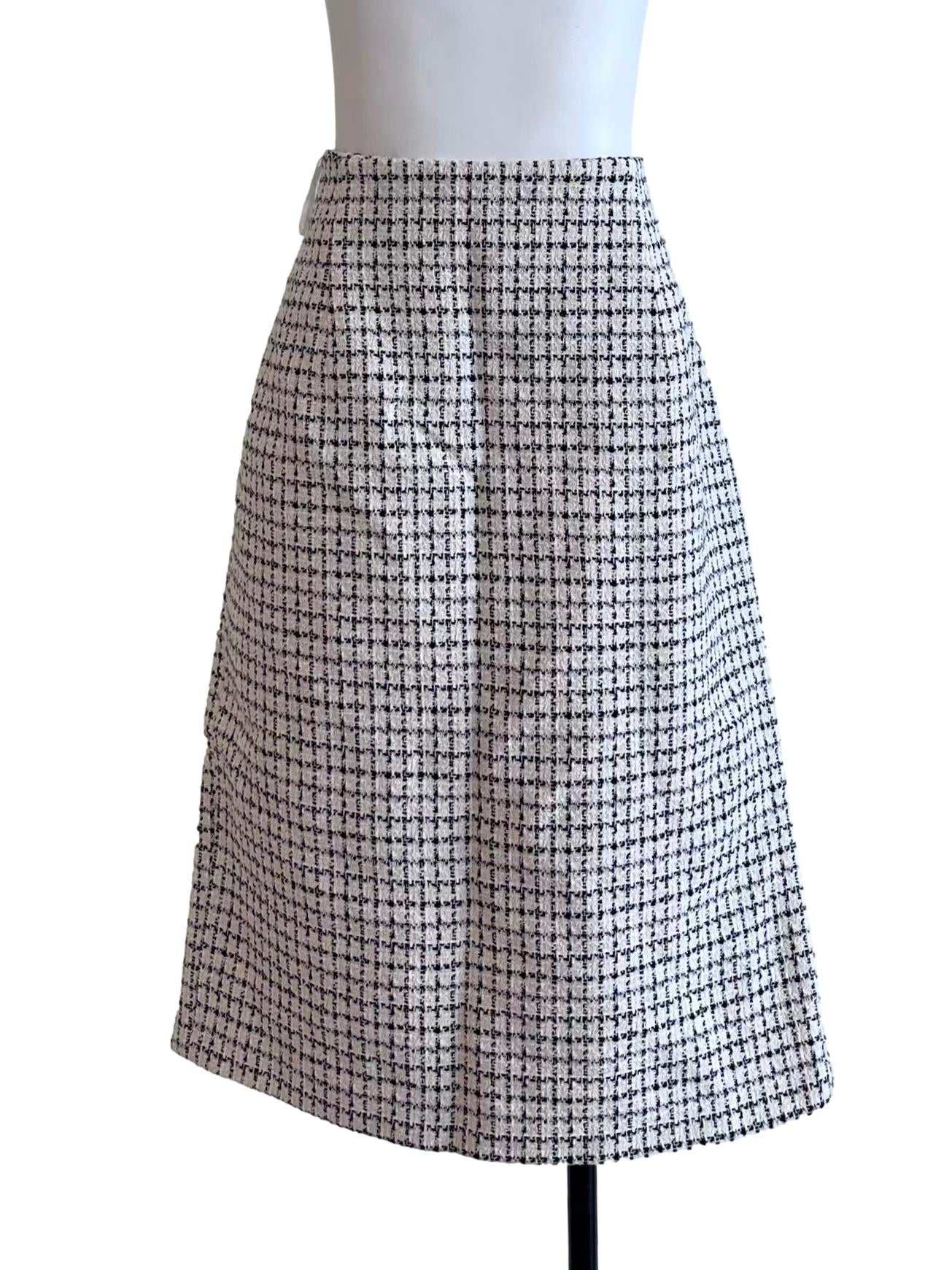 White Tweed A-Line Skirt