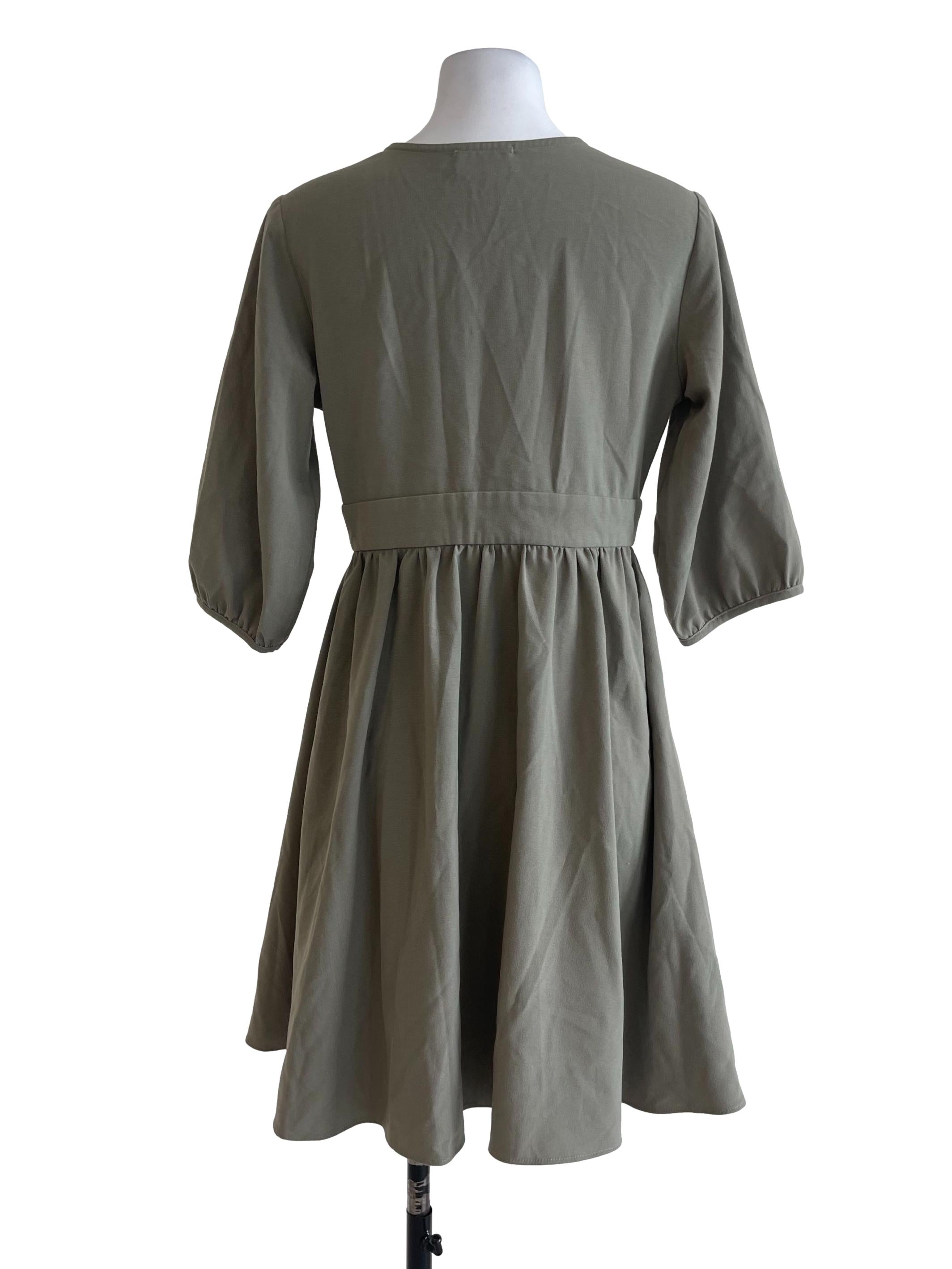 Dusty Green Button Dress