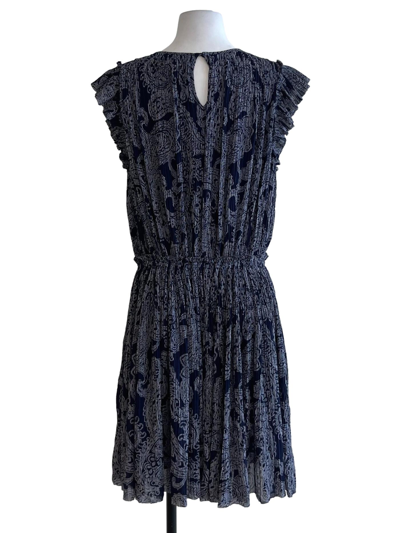 Navy Blue Jewel Neckline A-Line Dress