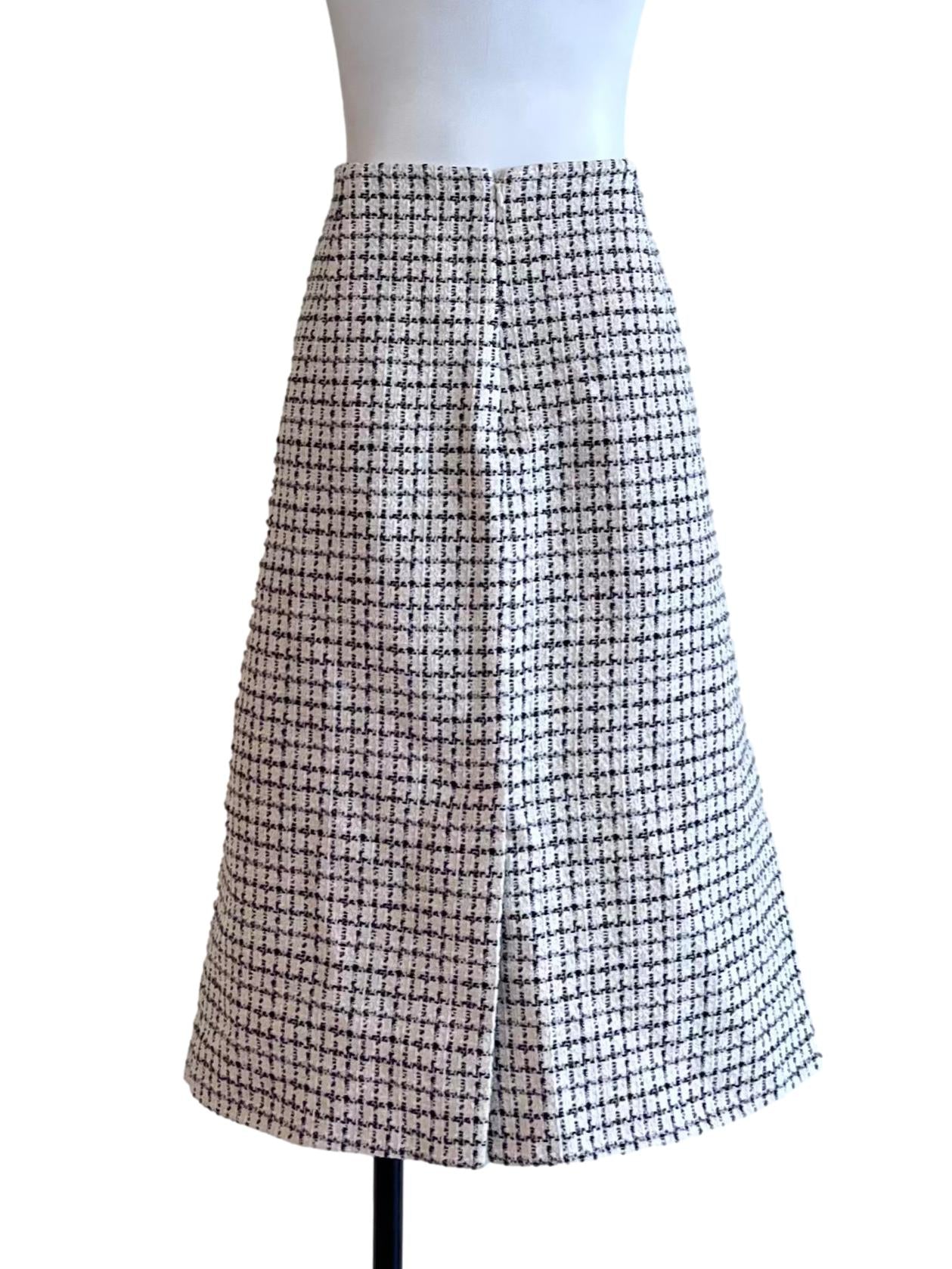 White Tweed A-Line Skirt