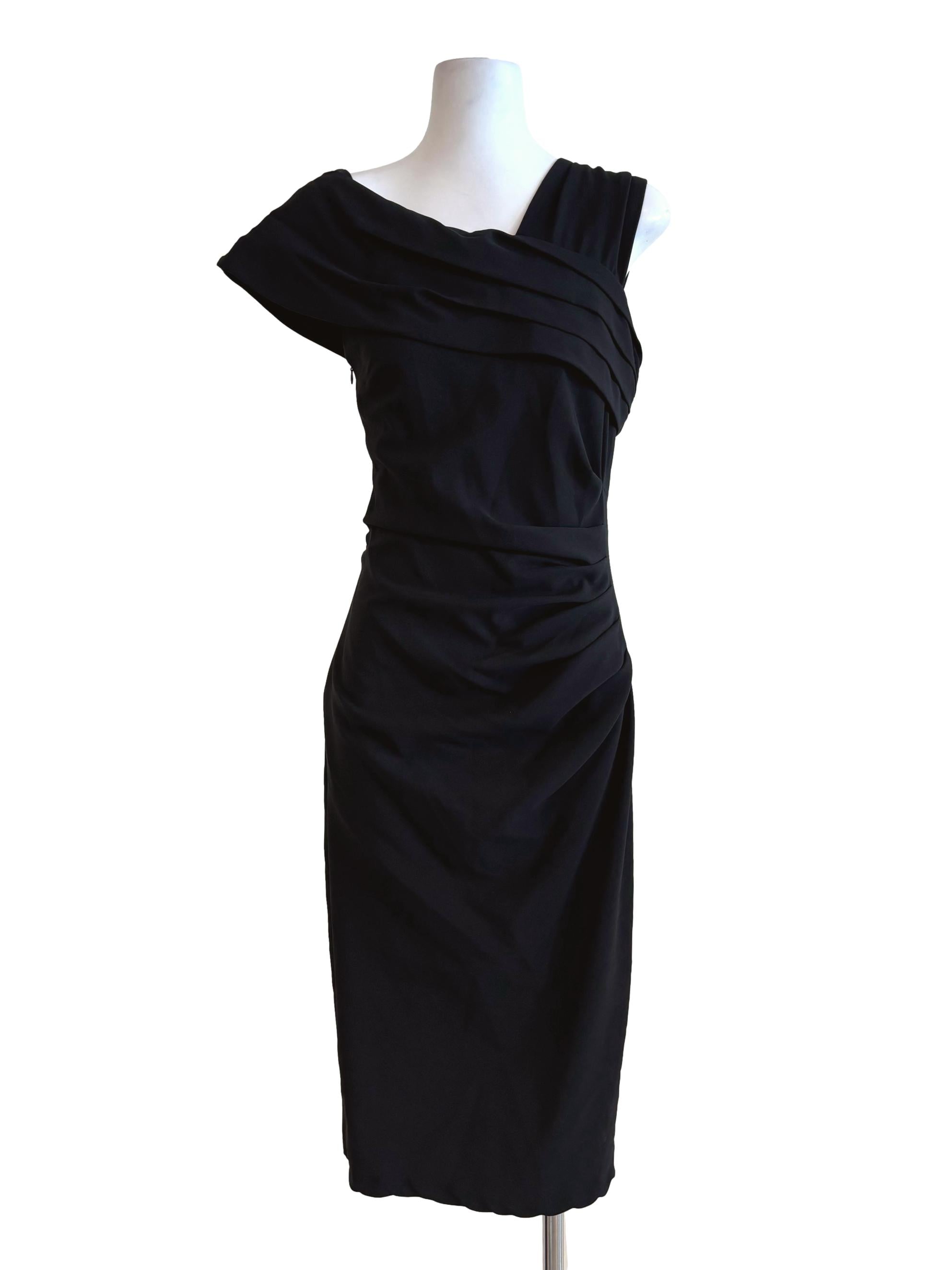 Soft Black Asymmetrical Sheath Dress