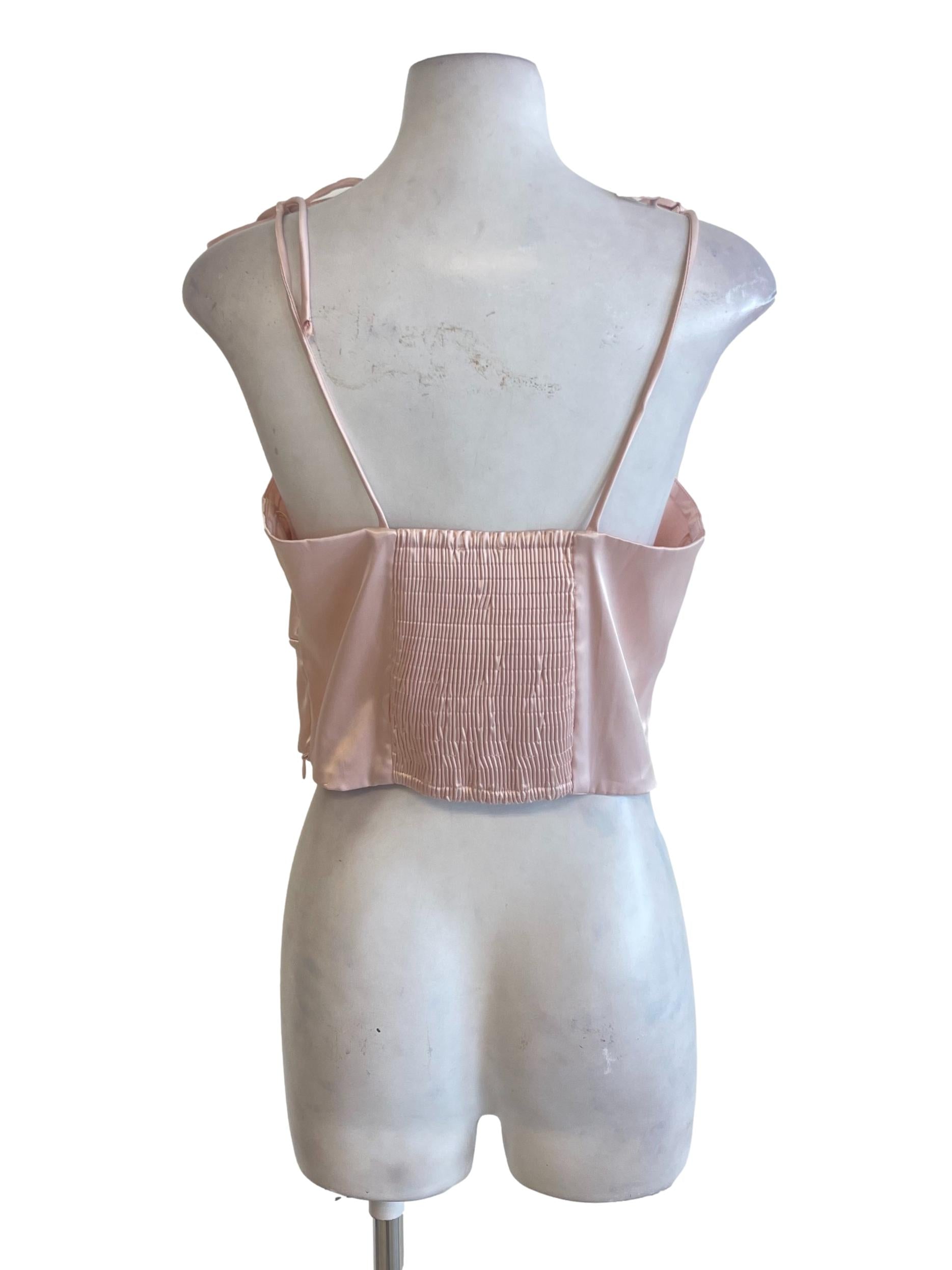 Coral Pink Silk Tie Strap Crop Top