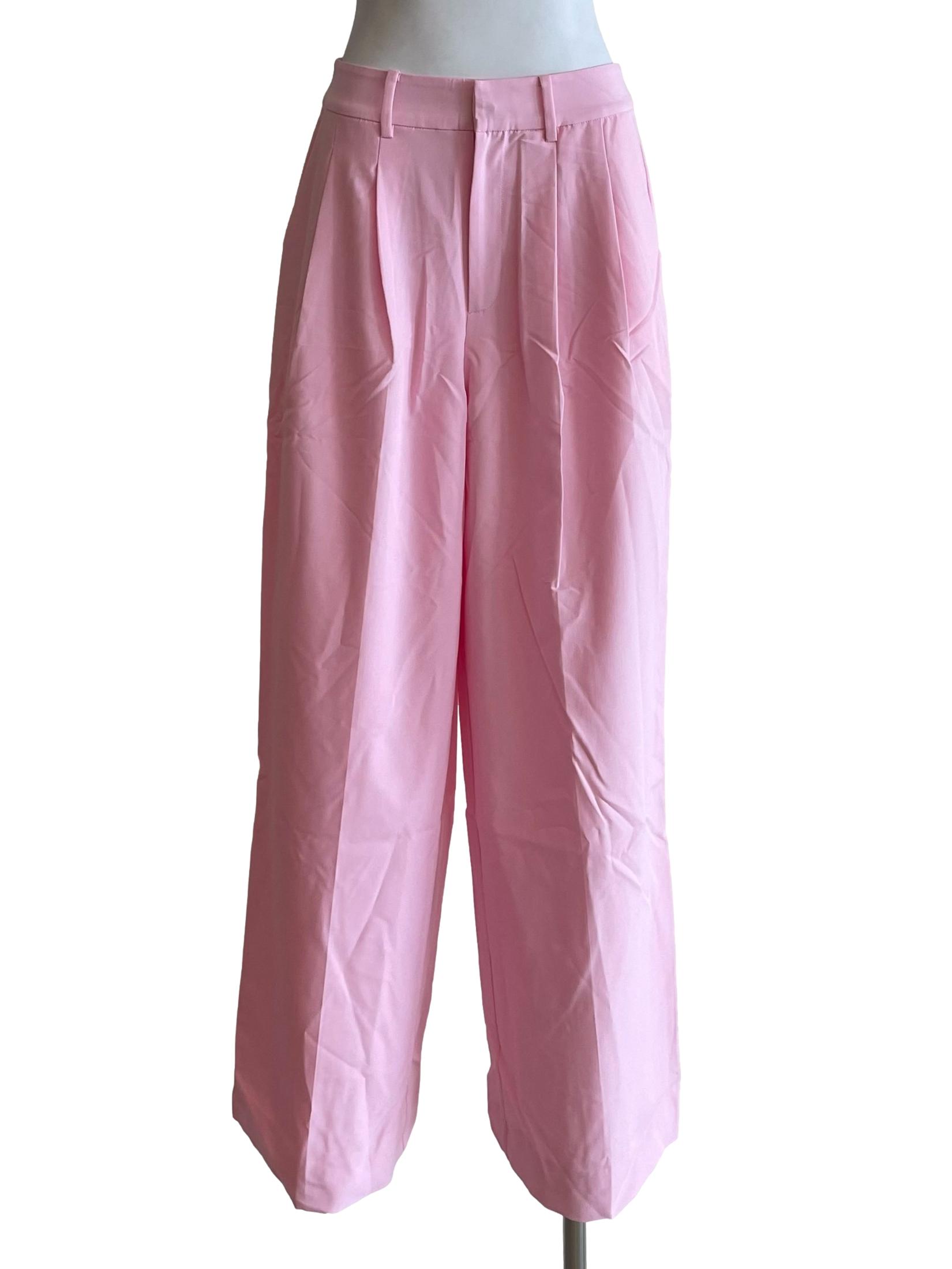 Baby Pink Pleated Formal Pants