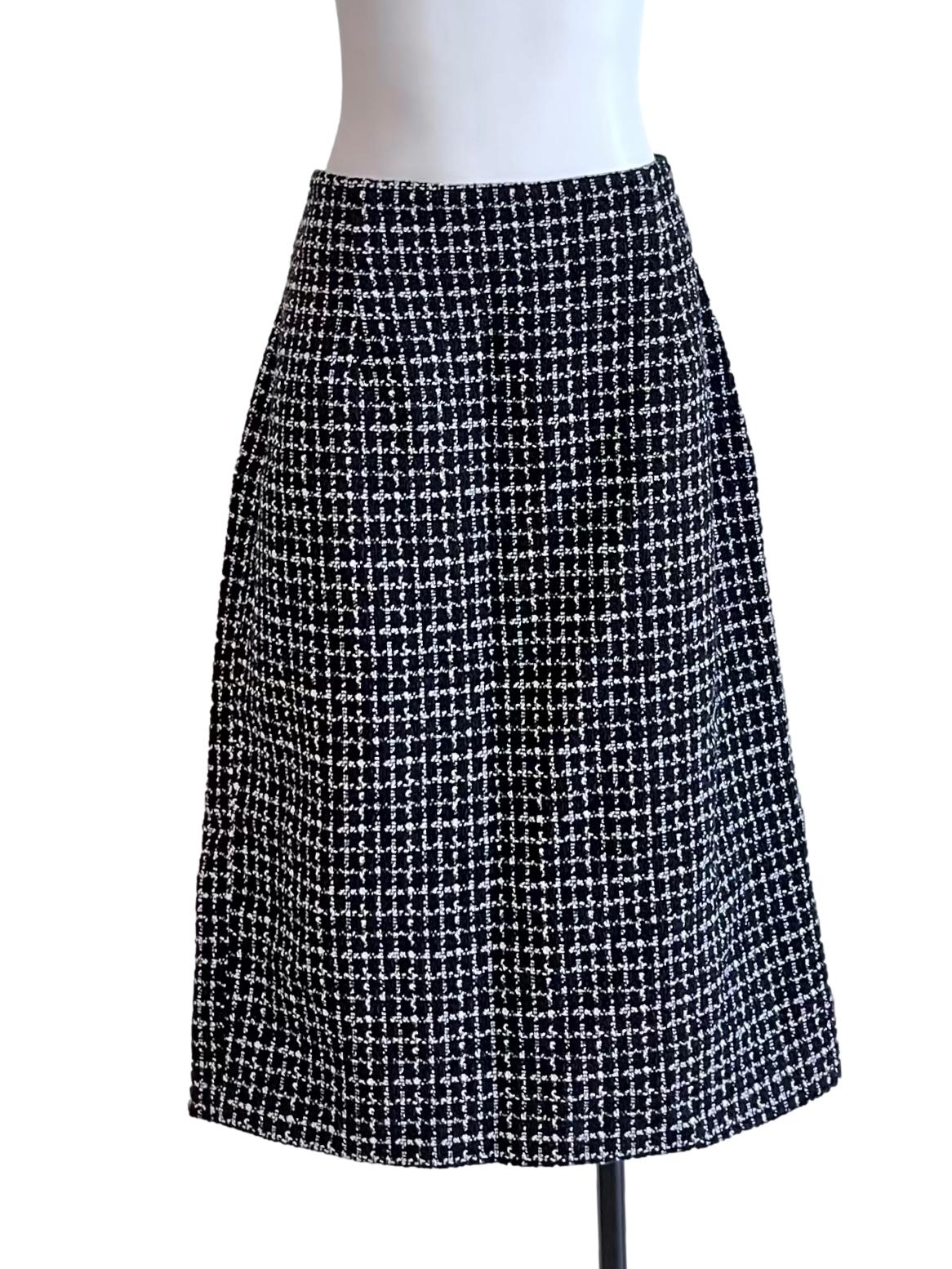 Black Tweed A-Line Skirt