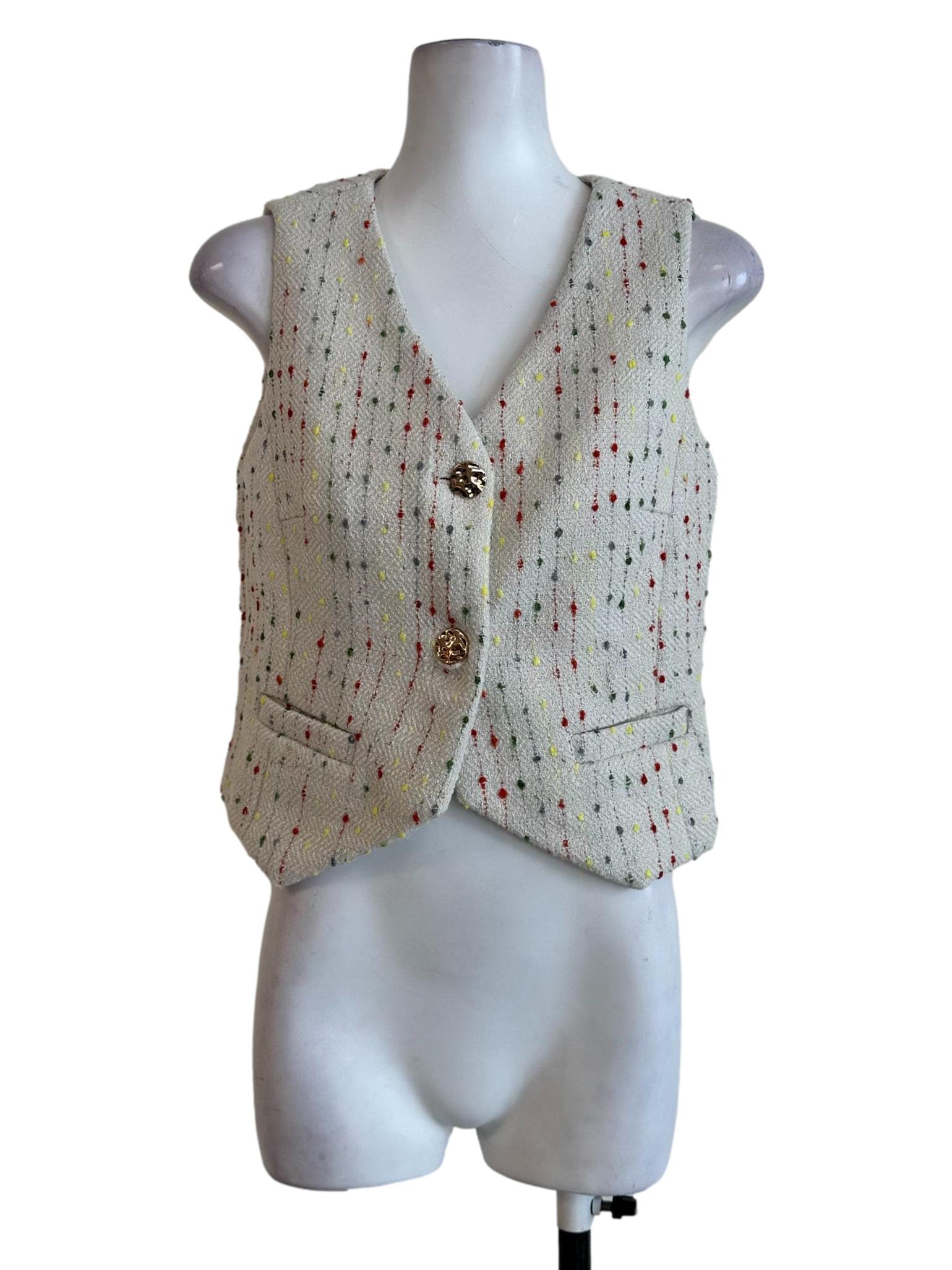 Buttermilk Beige Tweed Pattern Vest