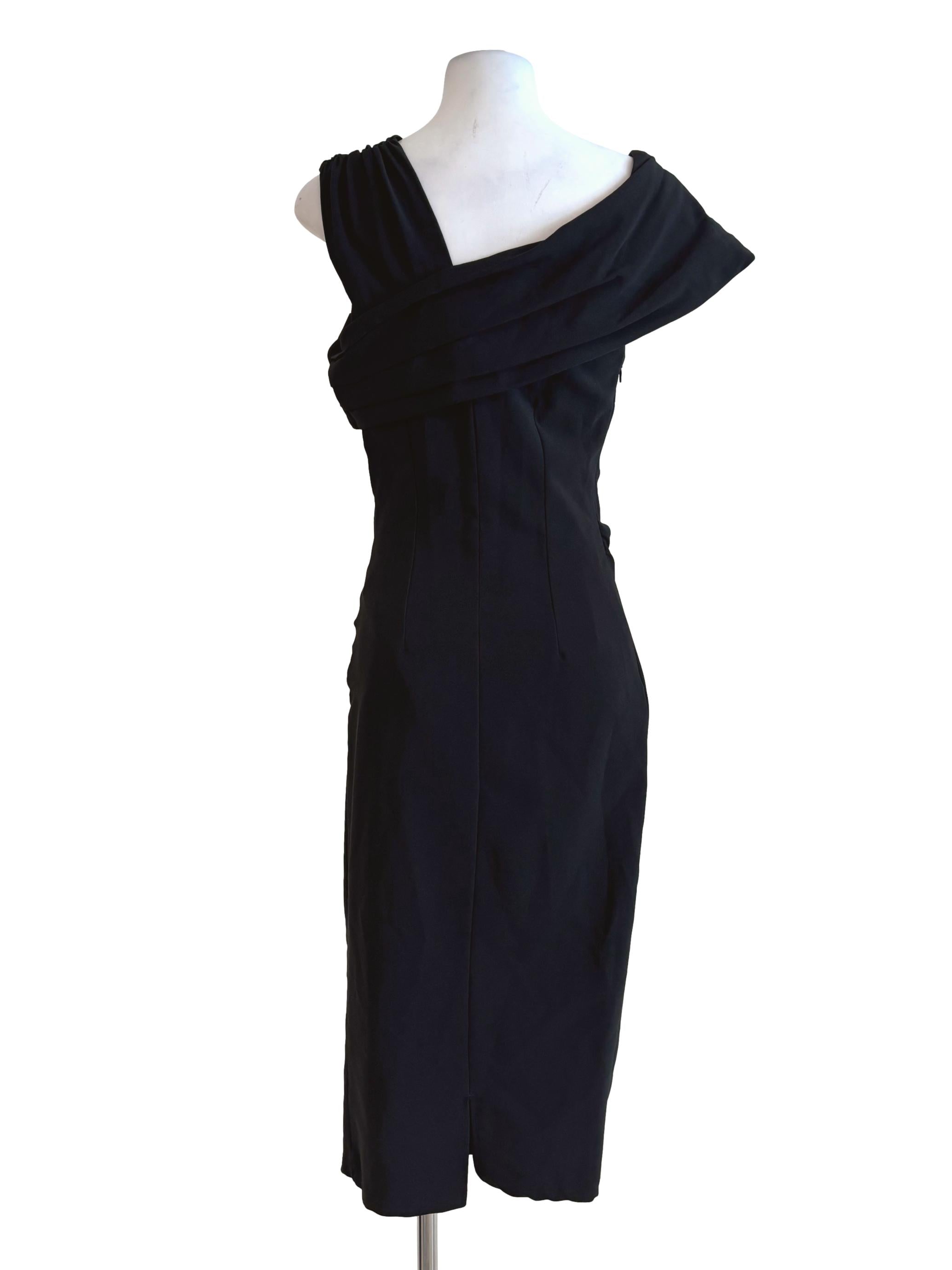 Soft Black Asymmetrical Sheath Dress
