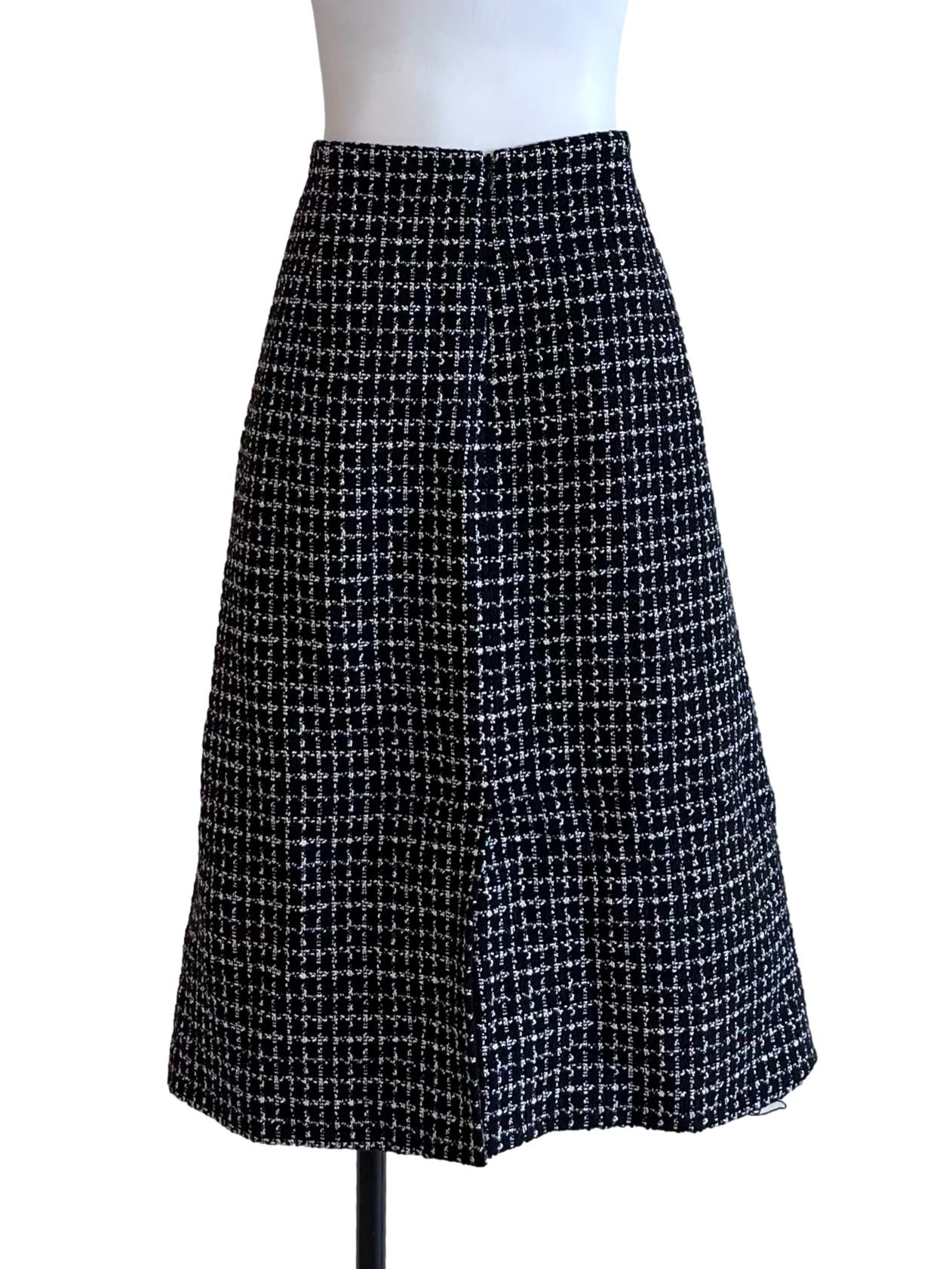 Black Tweed A-Line Skirt