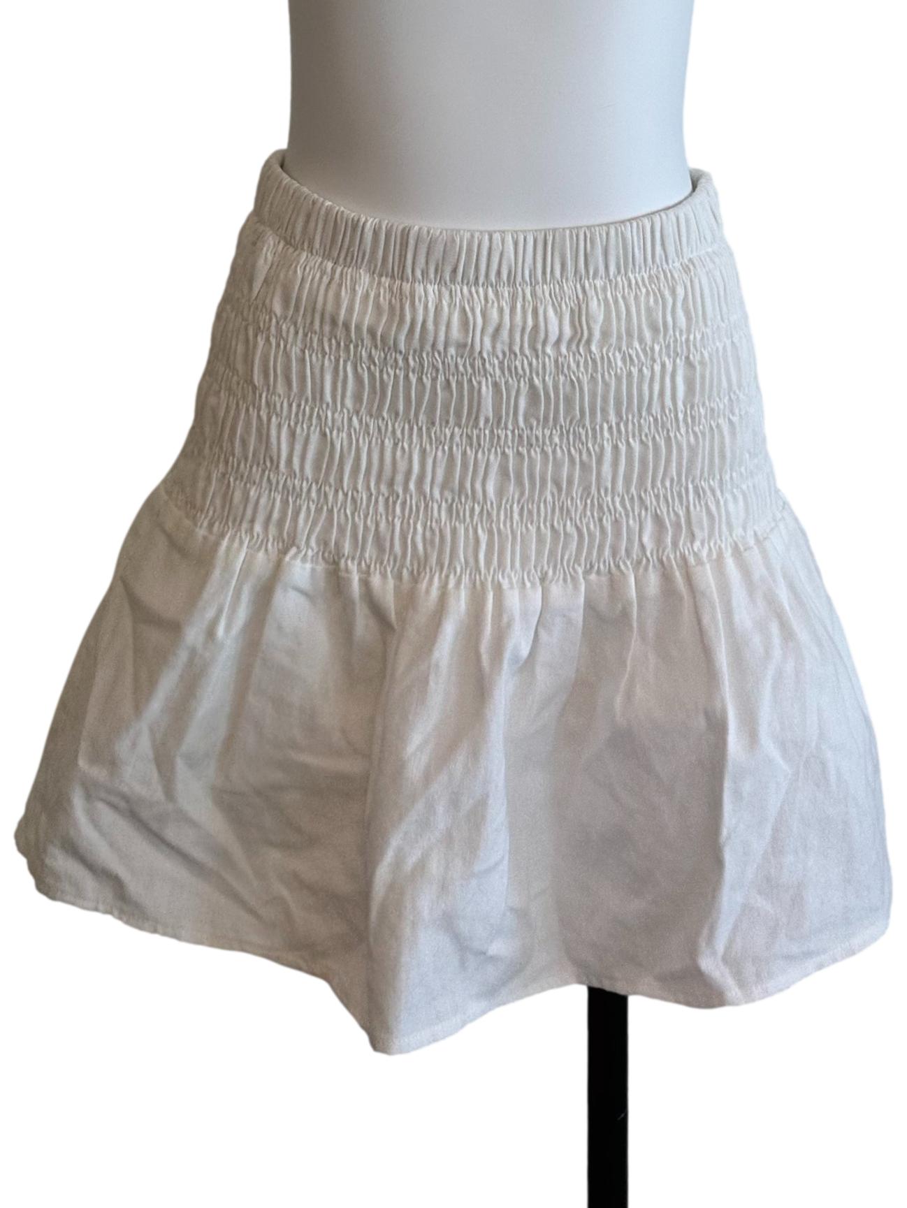 Ivory White Ruched Elastic Waist Skorts