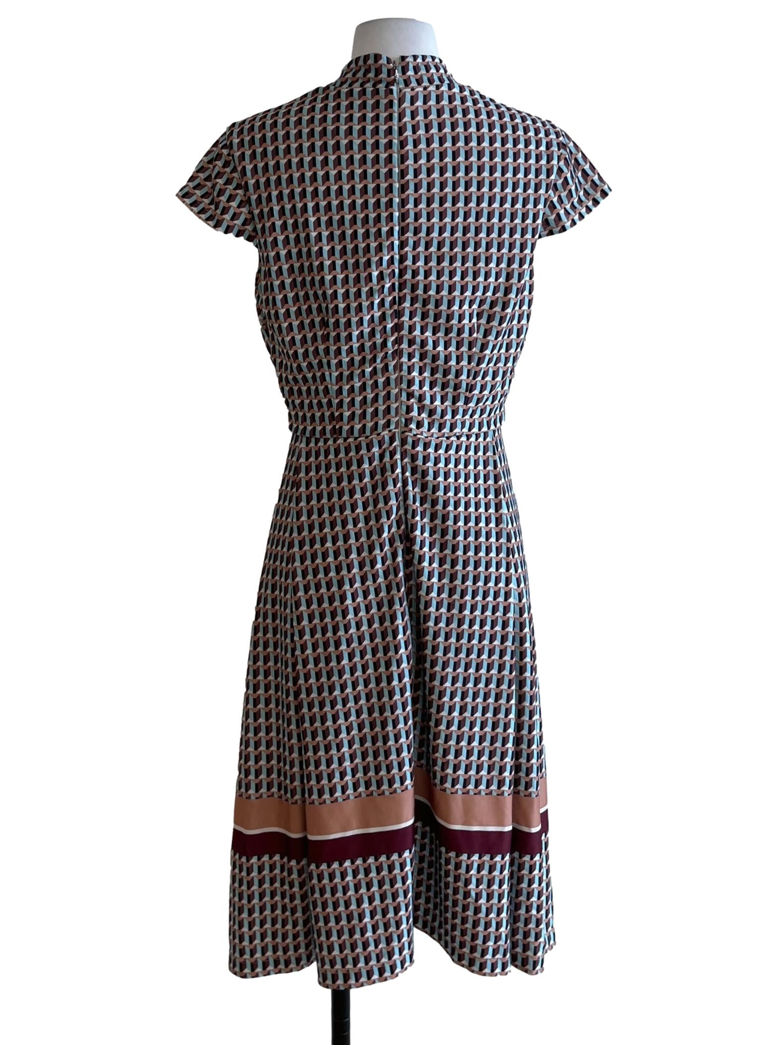 White Abstract Empire Dress