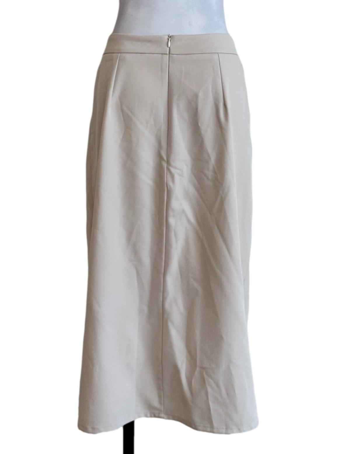 Egg Nog Beige Button Straight Skirt