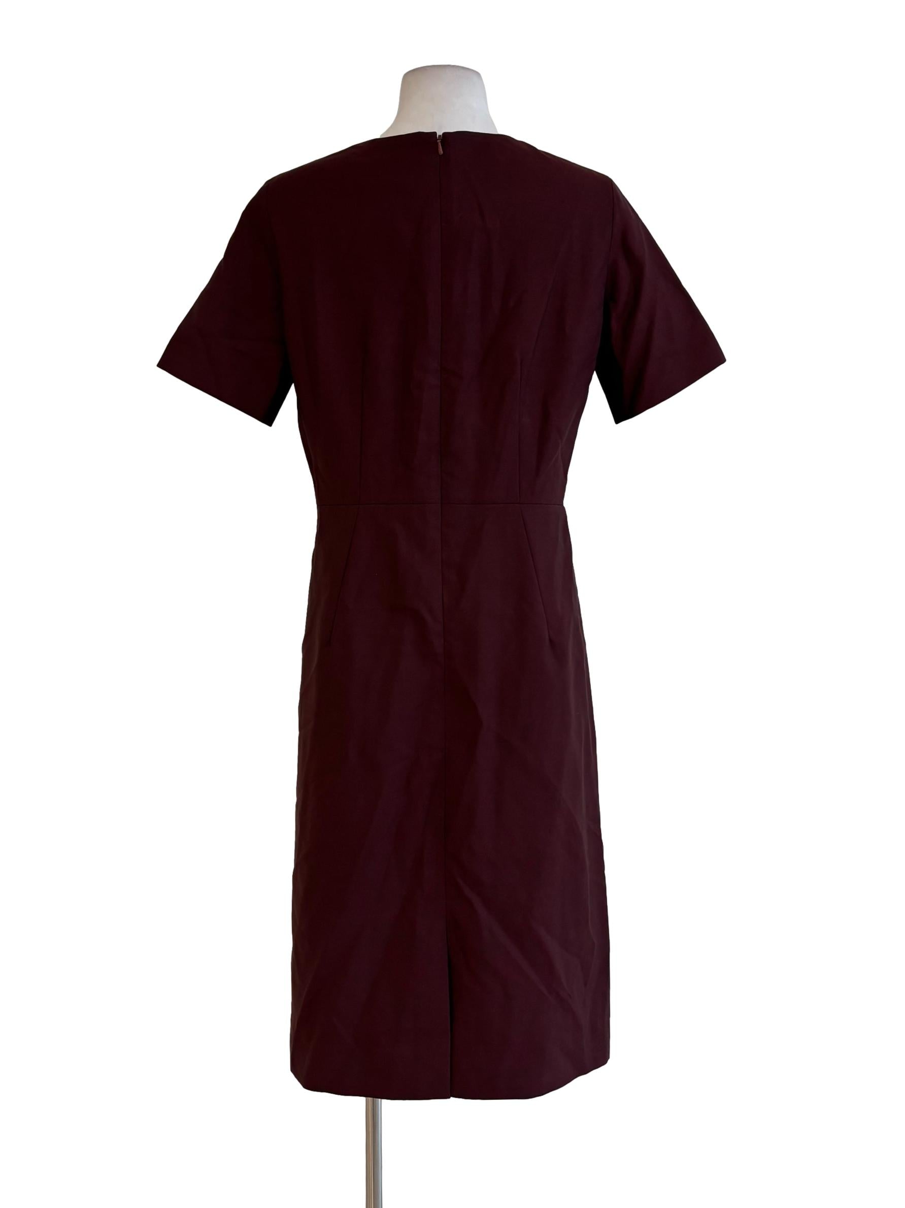 Wine Red Shortsleeve A-Line Dress