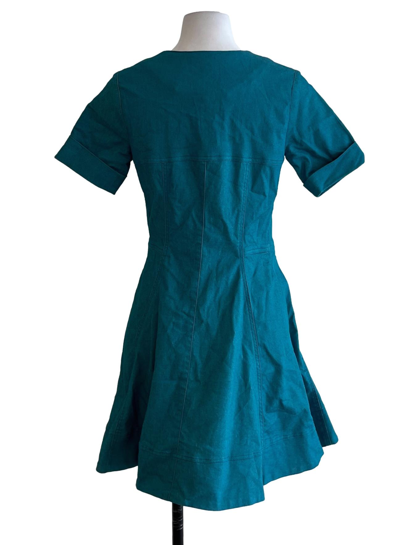 Teal Blue V-Neckline Empire Dress