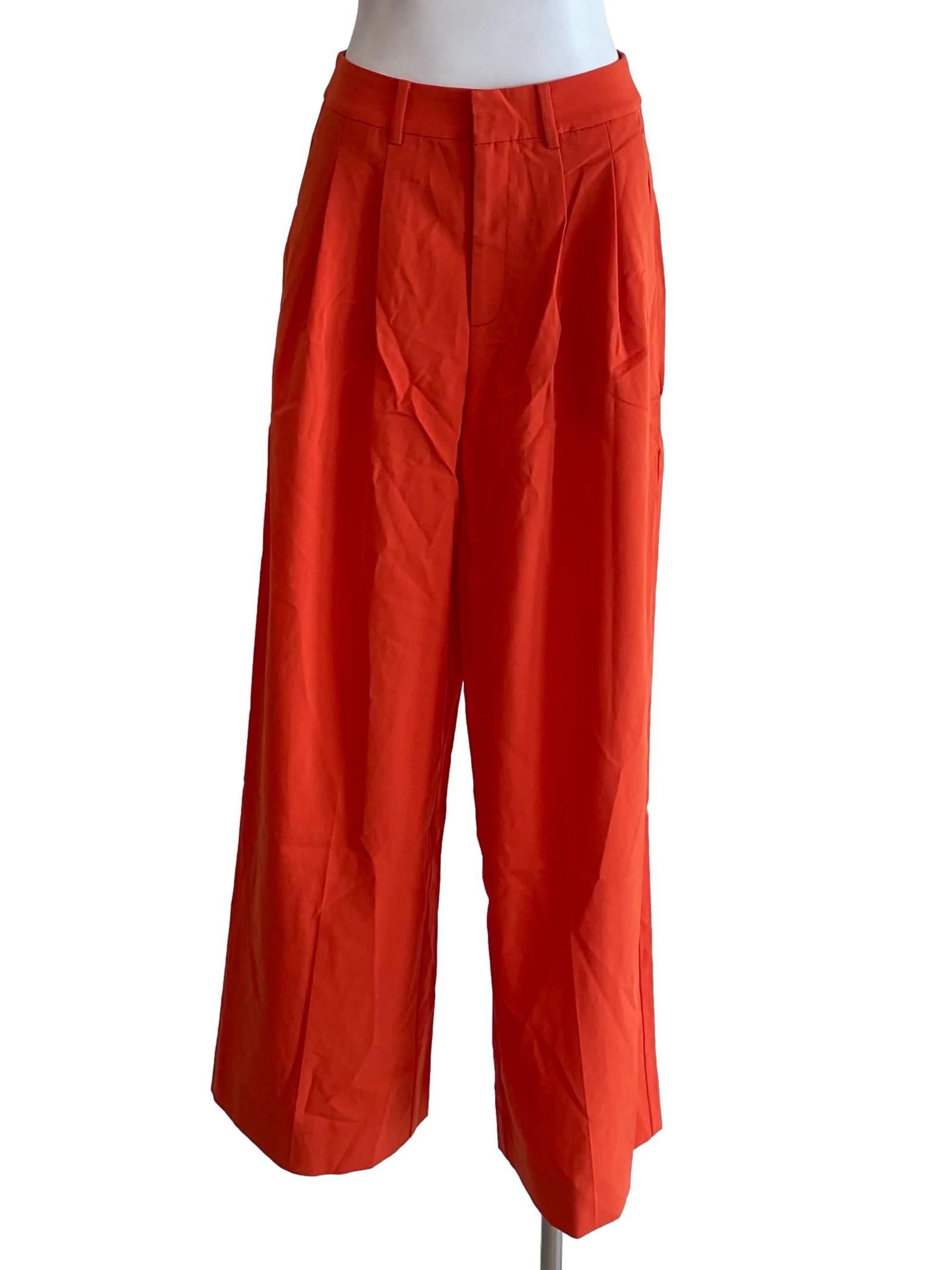 Burn Orange Pleated Formal Pants