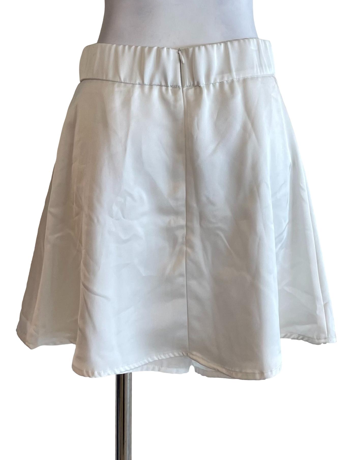 White Flip Satin Mini Skirt