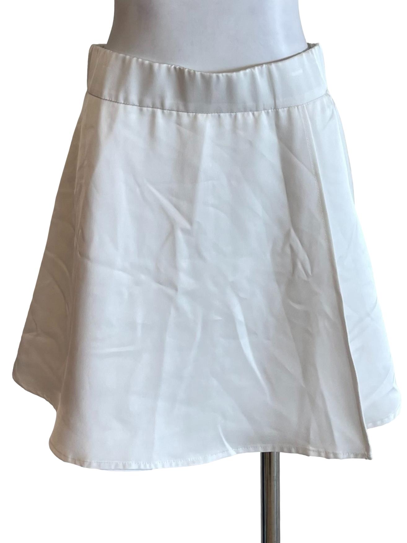 White Flip Satin Mini Skirt