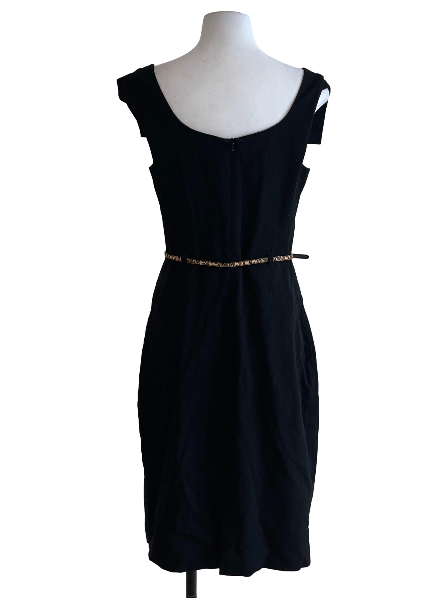 Black Asymmetrical Neckline Sheath Dress
