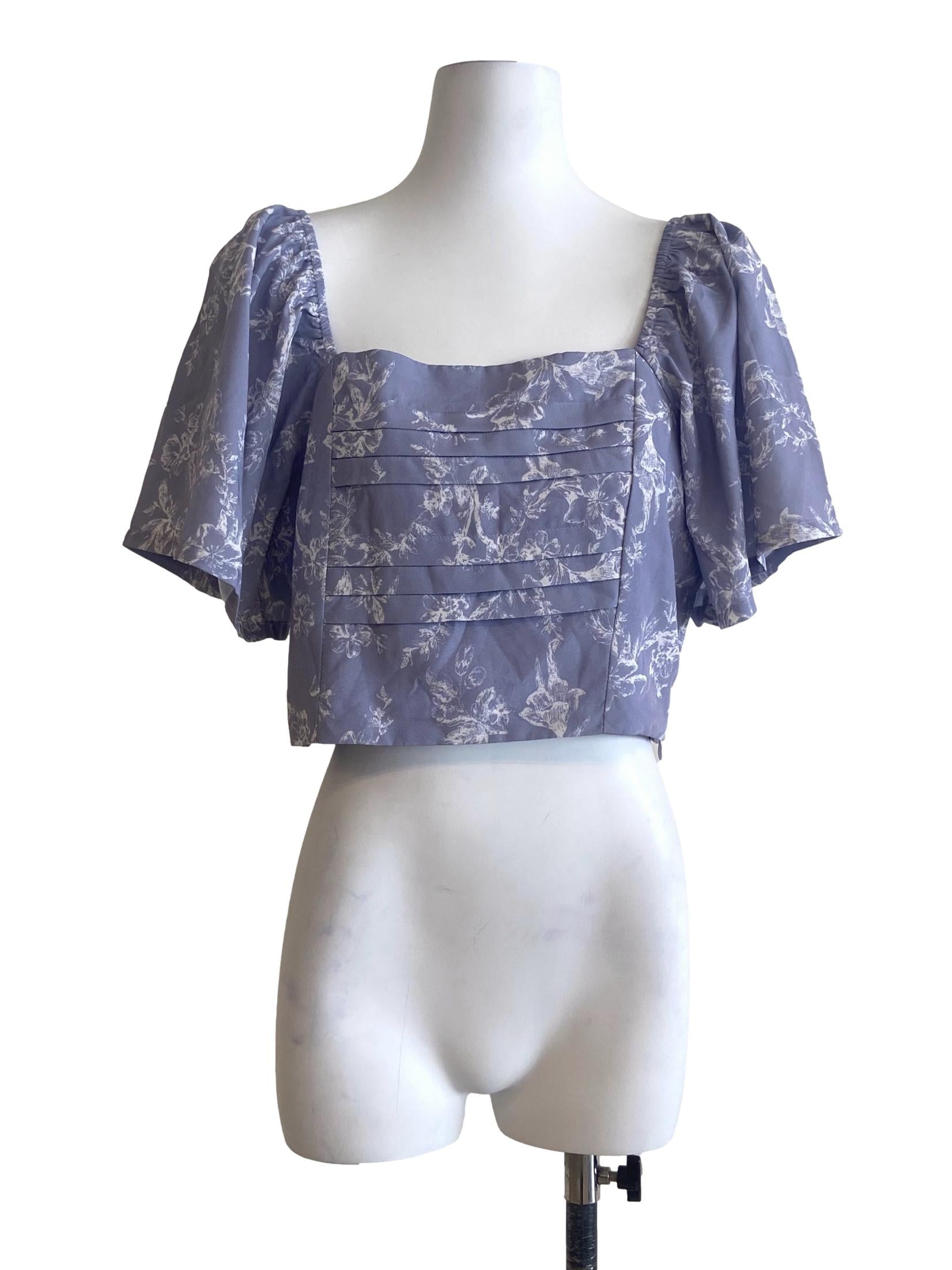 Heather Purple & Floral Crop Top