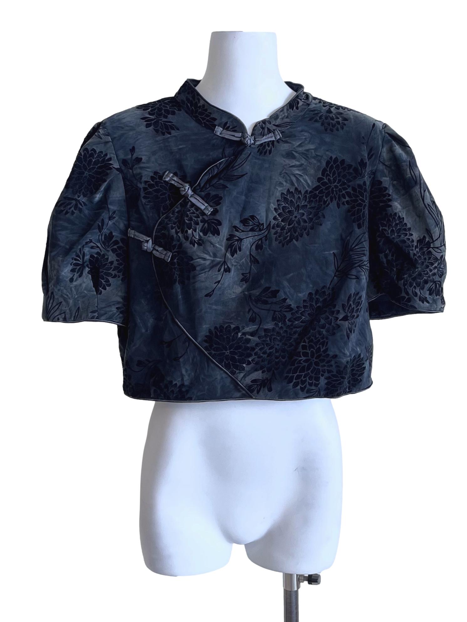 Peacock Blue Floral Print Blouse