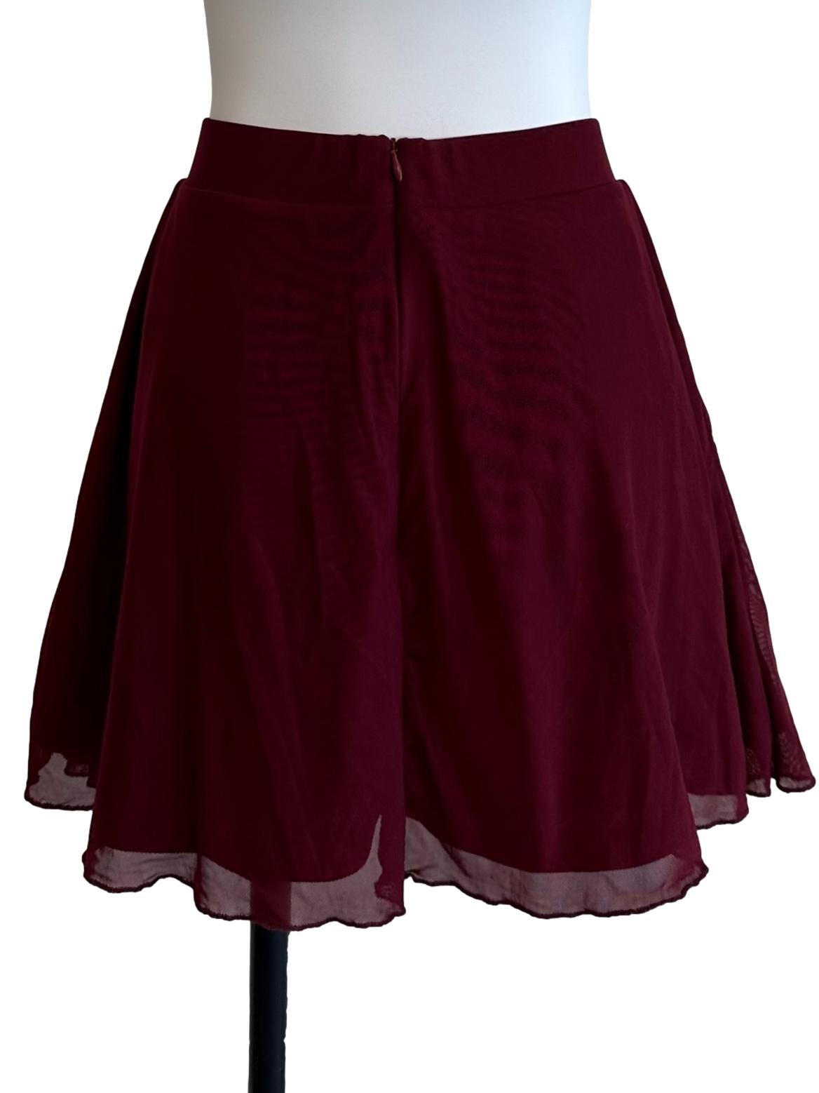 Maroon Red Mesh Net Skorts