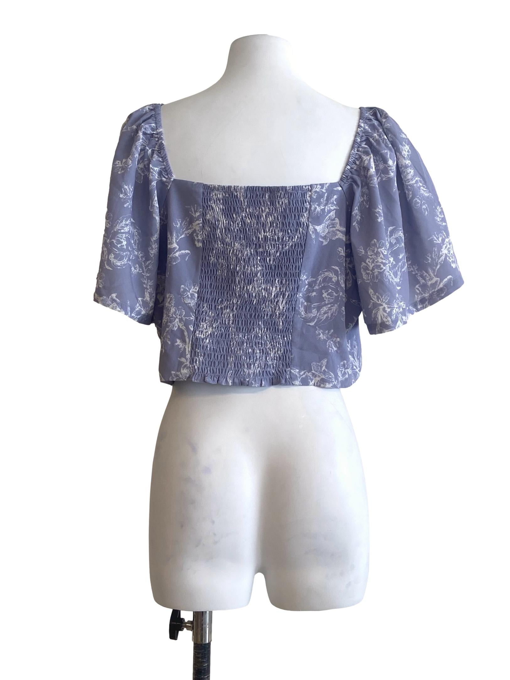 Heather Purple & Floral Crop Top