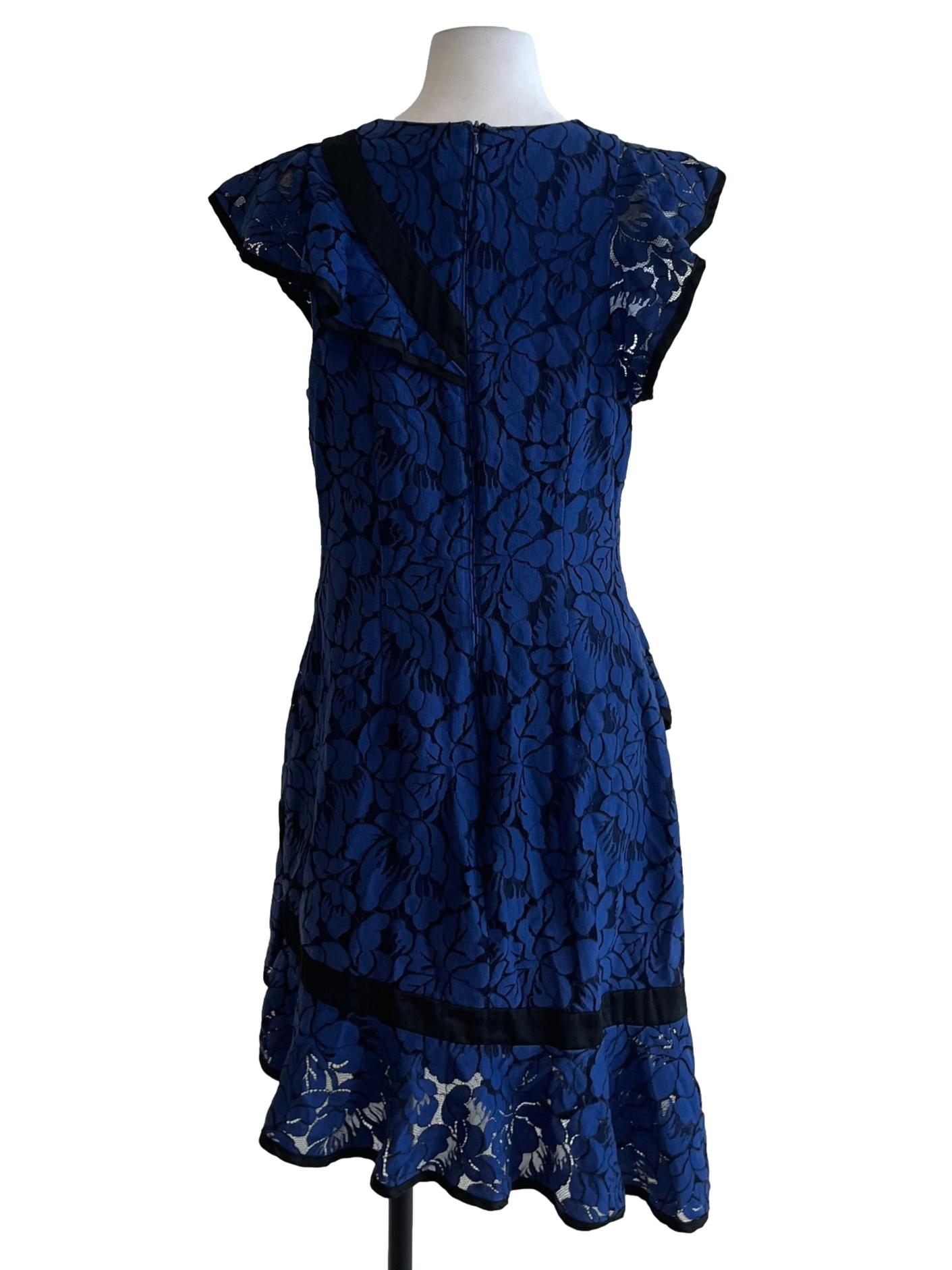 Blue Jewel Neckline Empire Dress
