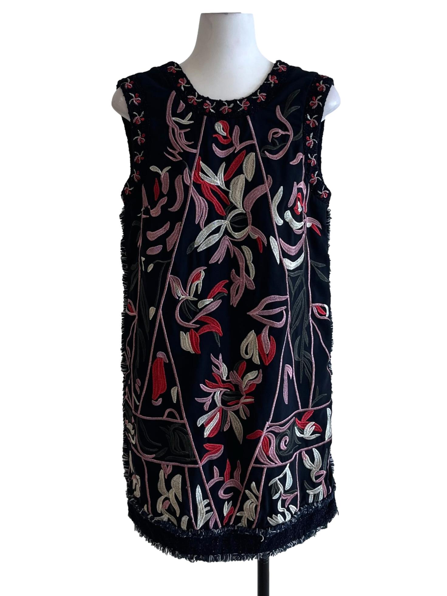 Navy Blue Floral Shift Dress
